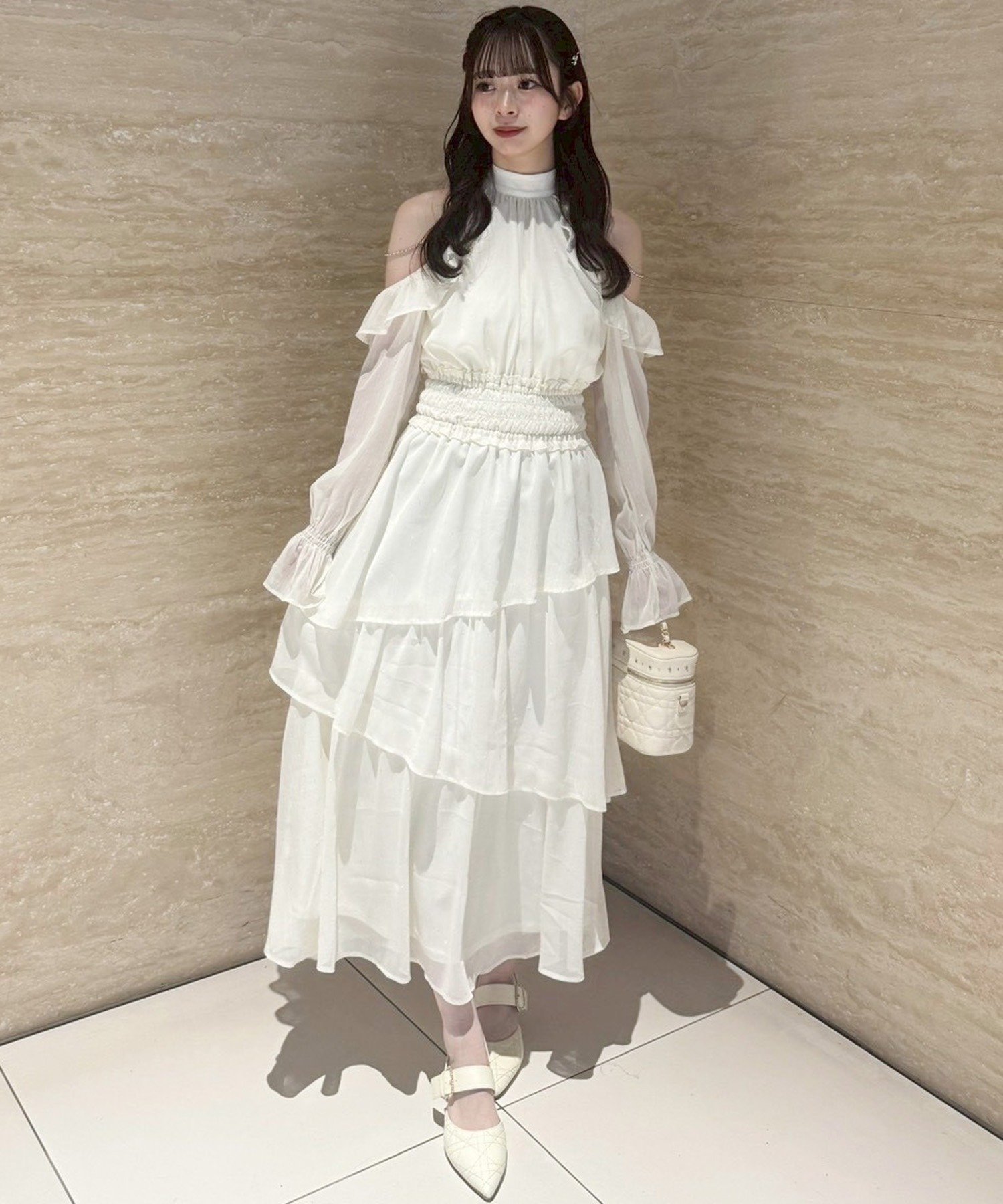 one after another NICE CLAUP｜アメスリティアードロングワンピース