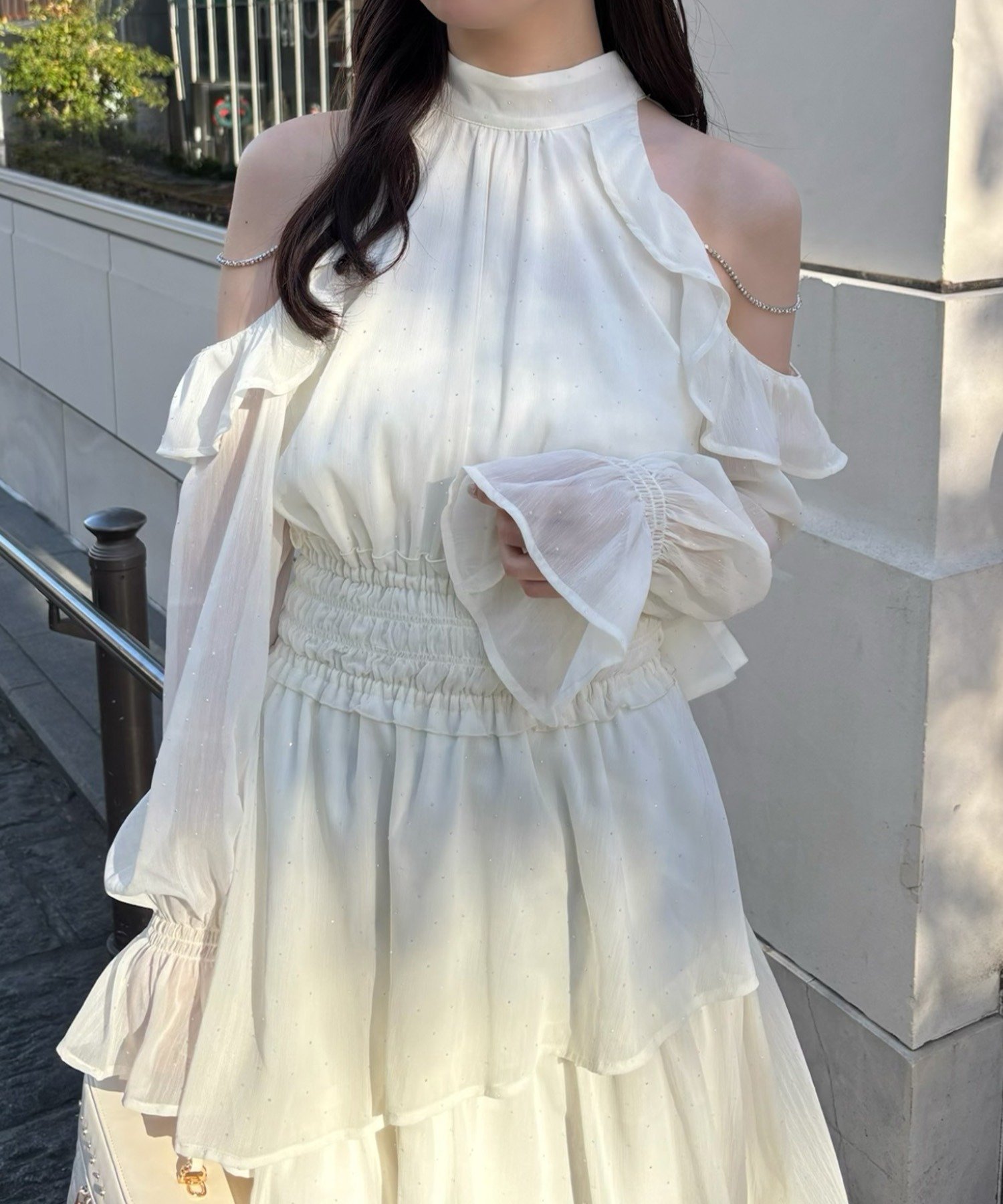 one after another NICE CLAUP｜アメスリティアードロングワンピース