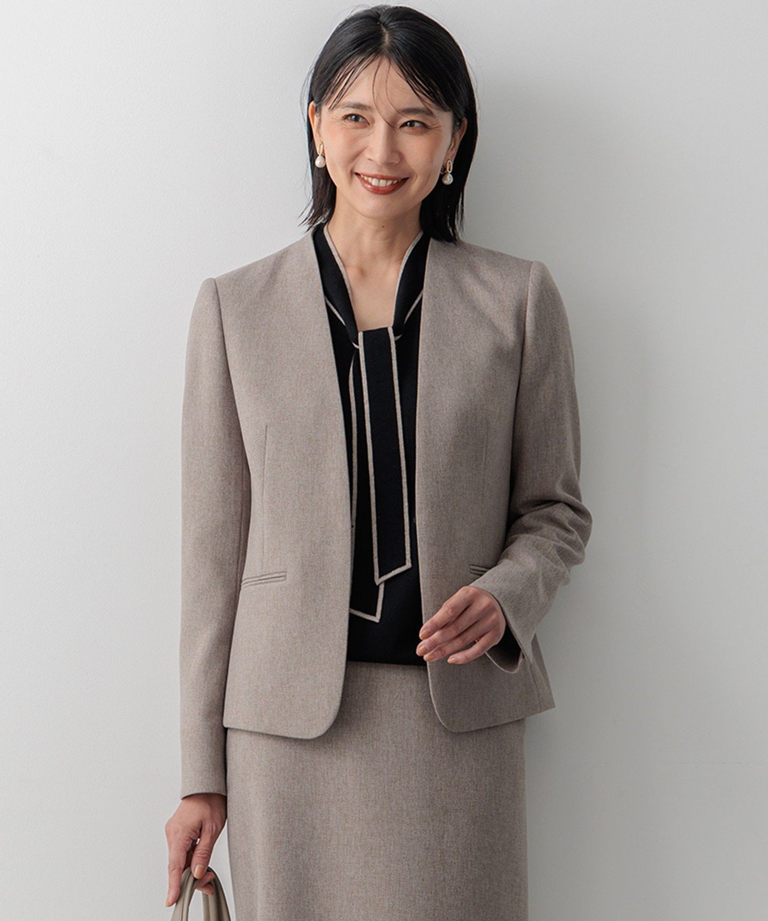 23区｜【洗える】ウールライクカルゼ ノーカラージャケット | Rakuten