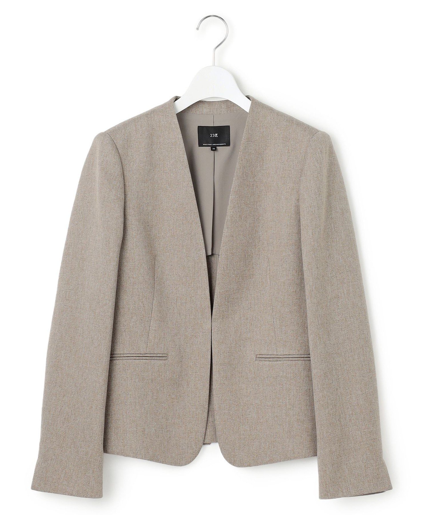 23区｜【洗える】ウールライクカルゼ ノーカラージャケット | Rakuten