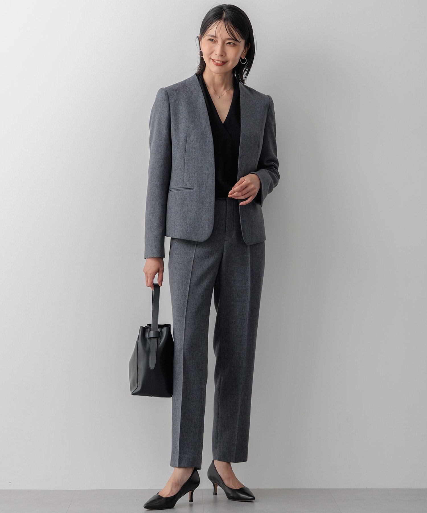 23区｜【洗える】ウールライクカルゼ ノーカラージャケット | Rakuten