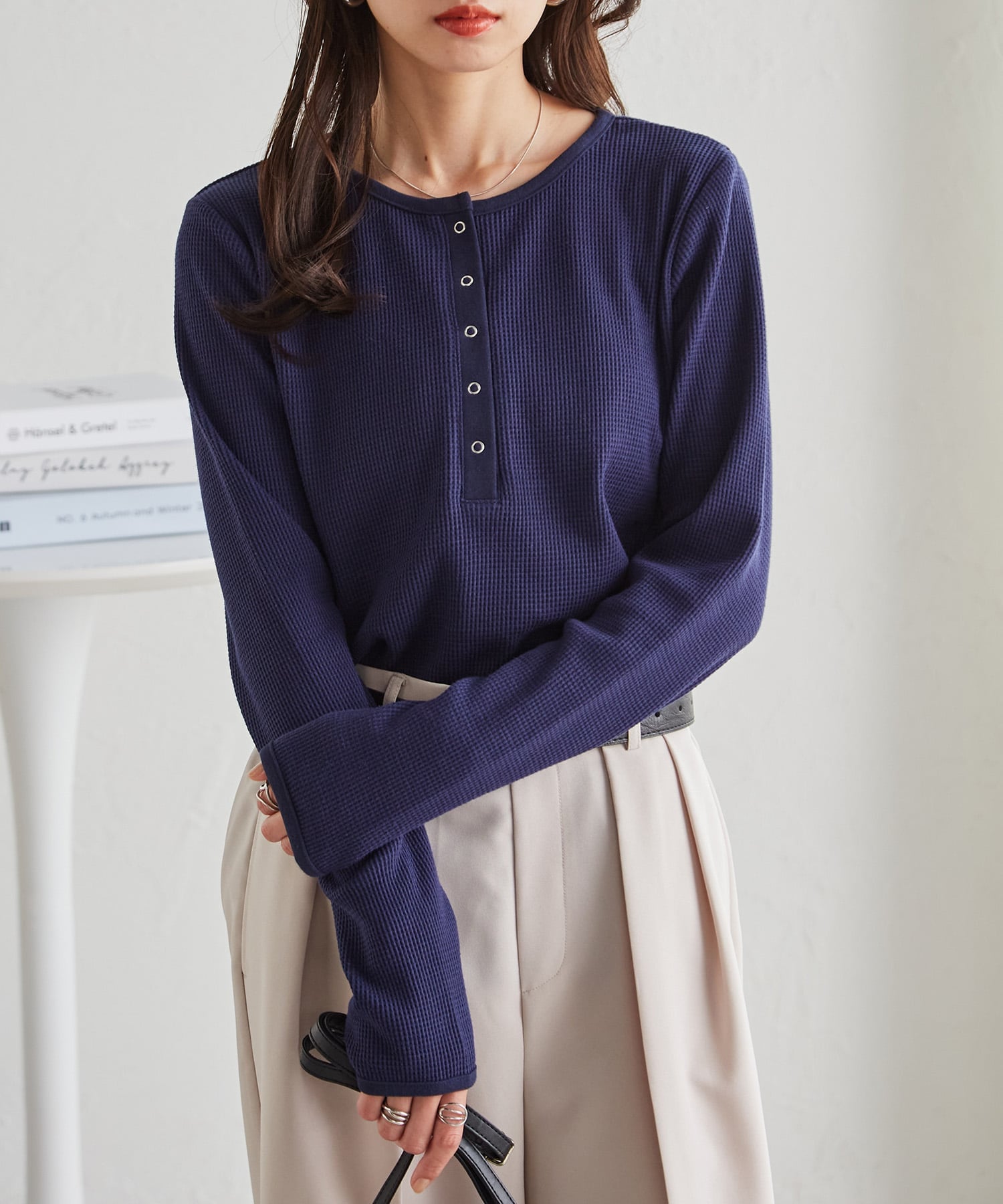 Ranan｜Ranan/(W)ヘンリーネックワッフルロンT | Rakuten Fashion(楽天