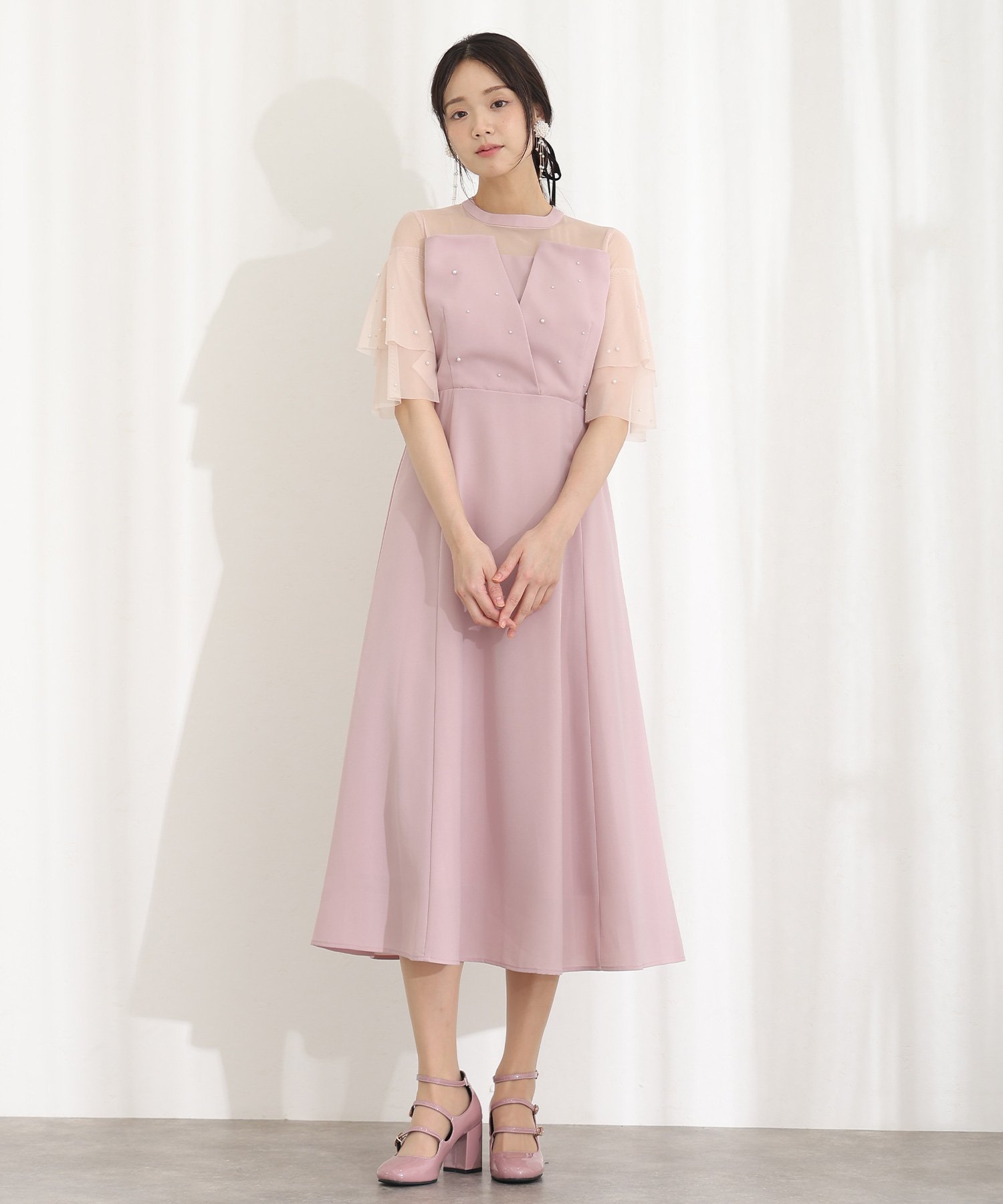 PourVous｜パールつきビスチェ風ドレス 結婚式 オケージョンドレス