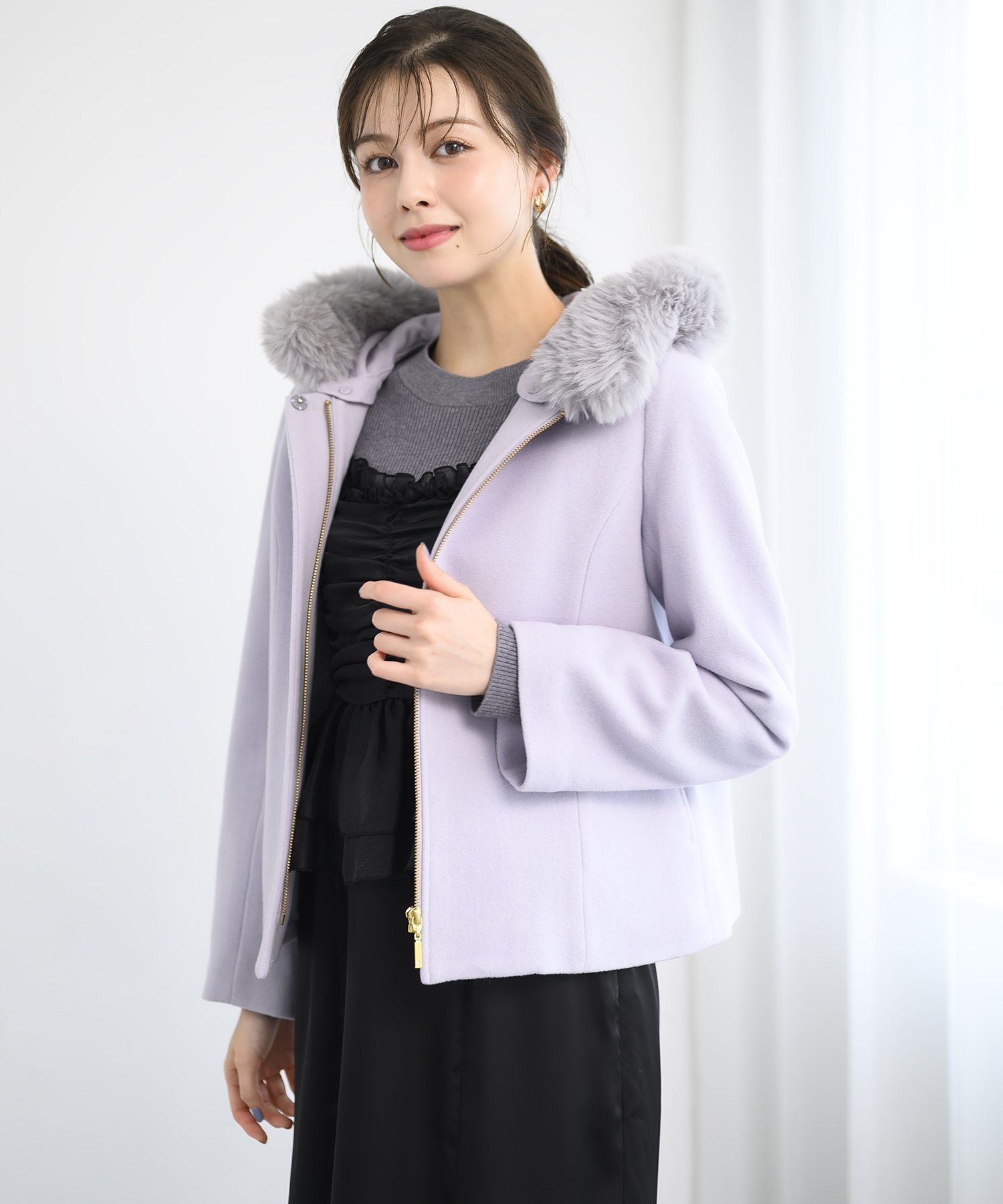 MISCH MASCH｜美シルエットで大人気!フードファー付きショートコート