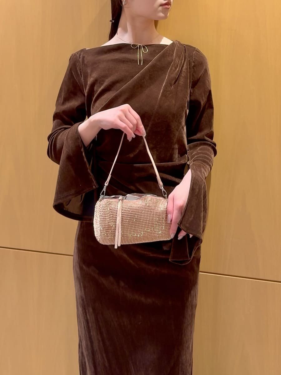 SNIDEL｜フロッキーベロアドレープドレス | Rakuten Fashion(楽天