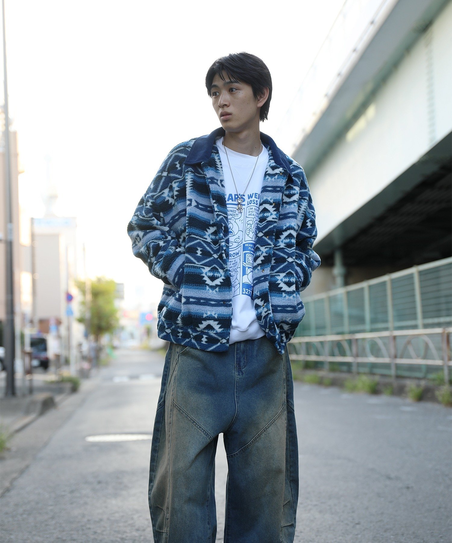 aimoha｜HOOK -original- 民族風幾何学模様ボアジャケット | Rakuten