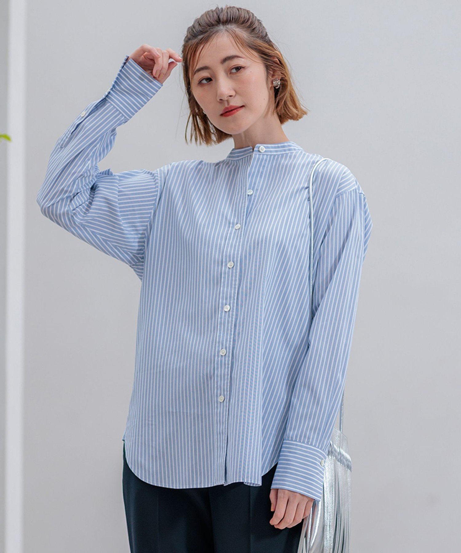 23区｜【洗える】CANCLINI バンドカラー シャツ | Rakuten Fashion