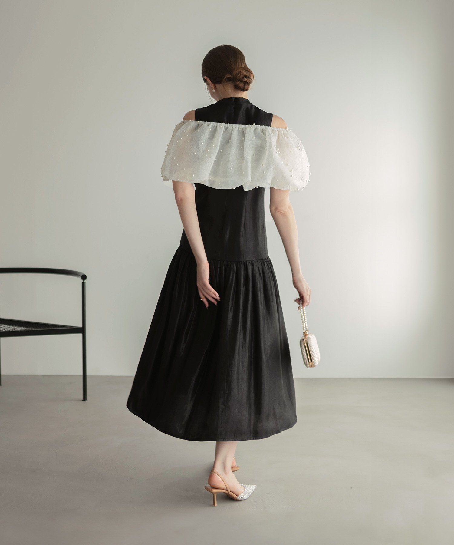 Leja｜LEJA-パールボレロオフショルダーAラインワンピースドレス 結婚