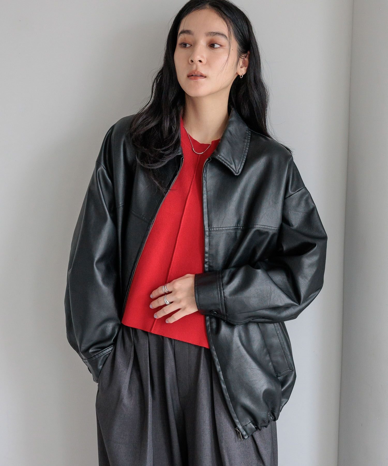 LOWRYS FARM｜レザードロストZIPブルゾン | Rakuten Fashion(楽天