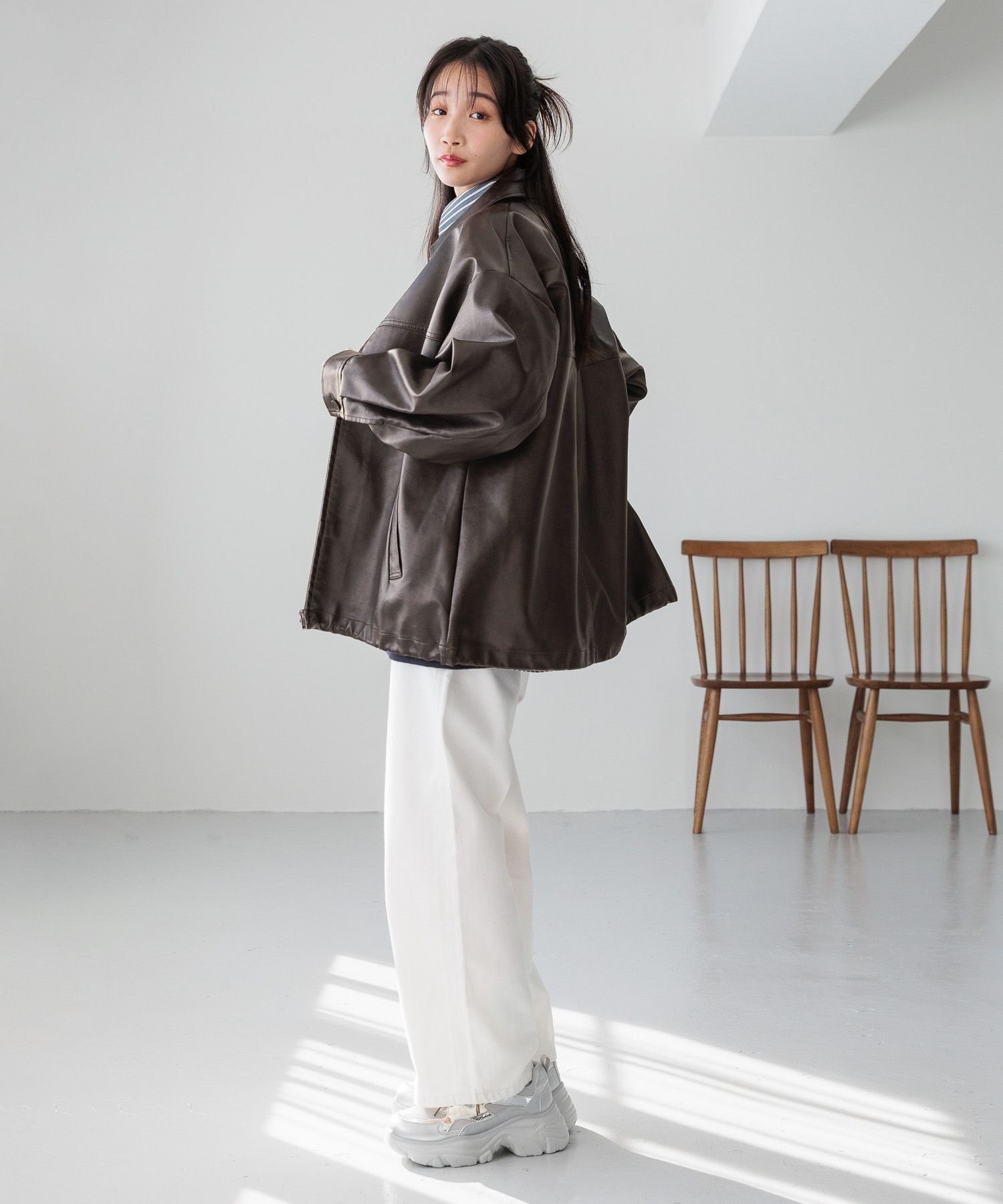 LOWRYS FARM｜レザードロストZIPブルゾン | Rakuten Fashion(楽天