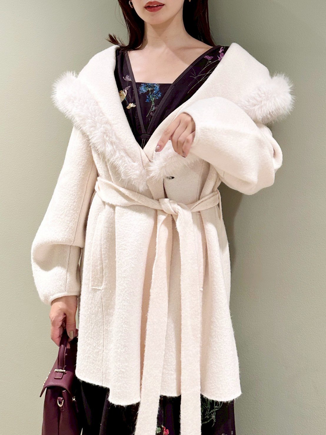 SNIDEL｜ファーフードニットコート | Rakuten Fashion(楽天