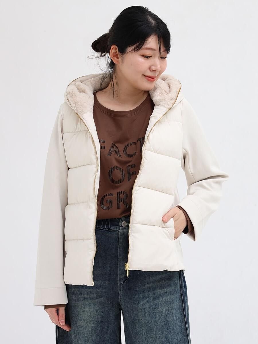 LASUD｜フェイクファーフードショートブルゾン | Rakuten Fashion(楽天