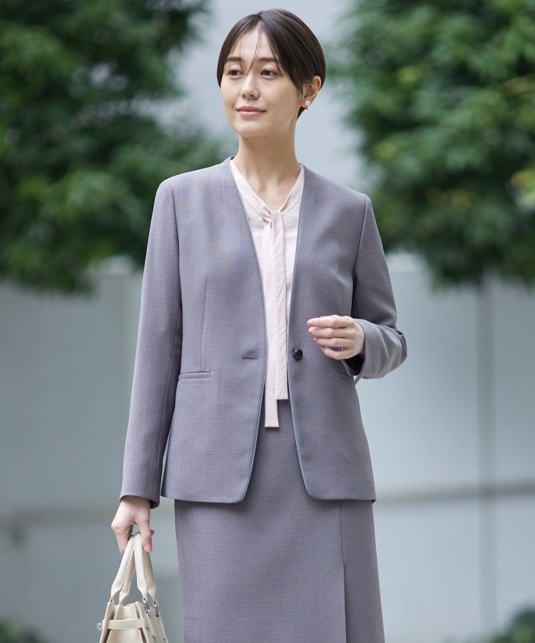 大きいサイズ✨インディヴィ スーツ セットアップ リネン混 家で洗える