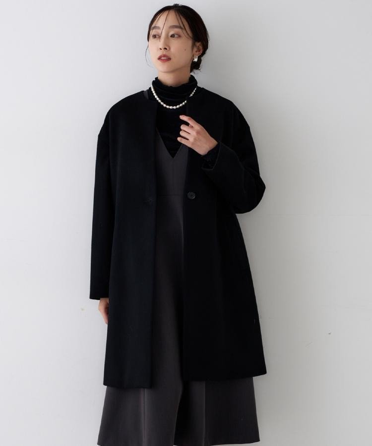 UNTITLED｜【ゆったり/軽やか】カシミヤ混ノーカラーコート | Rakuten