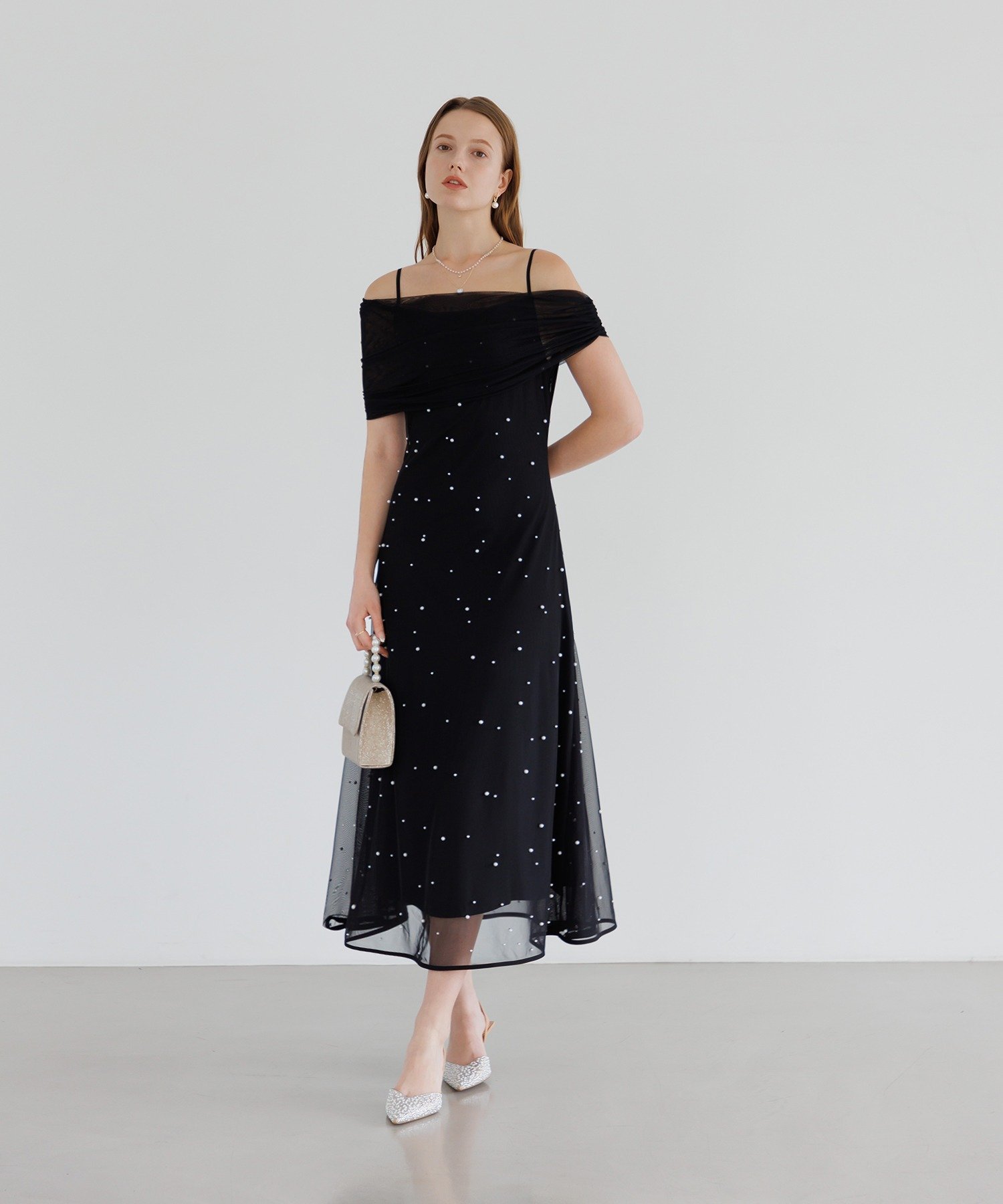 Leja｜2WAYチュールトップスパールAラインドレス結婚式 パーティー