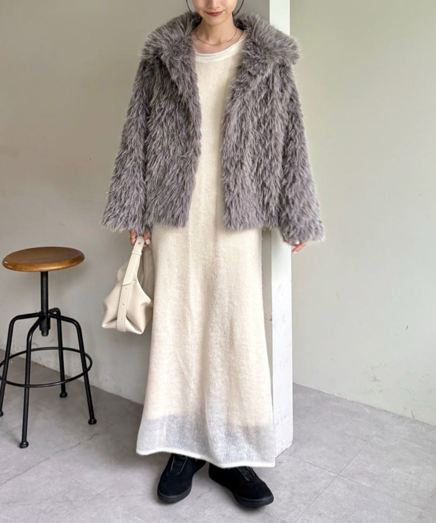 CAPRICIEUX LE'MAGE｜【サイズ展開あり/軽量】MIXファースタンドカラー