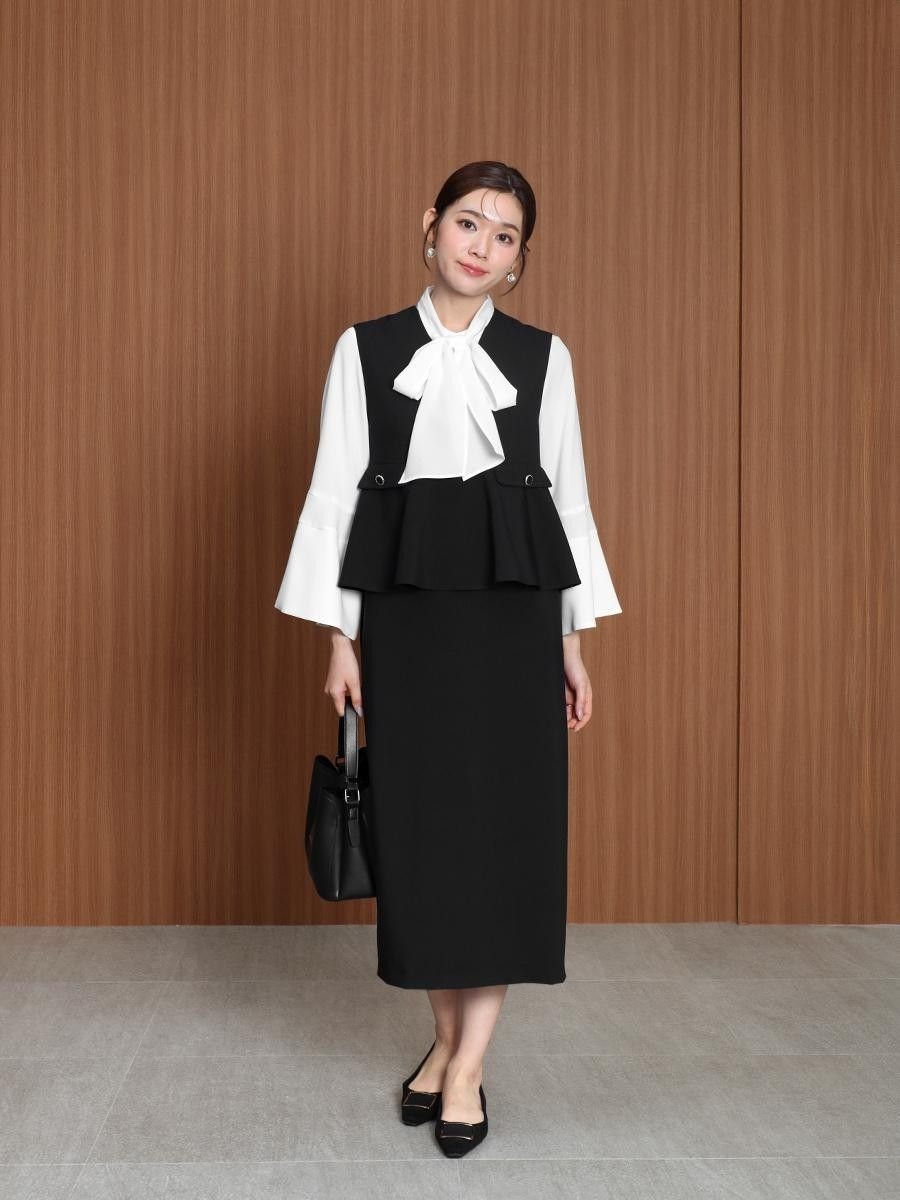 Vin｜Vネックペプラムワンピース | Rakuten Fashion(楽天ファッション