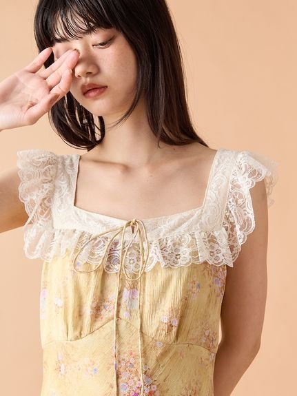 LILY BROWN｜ヴィンテージレーストリムサテンロングドレス | Rakuten