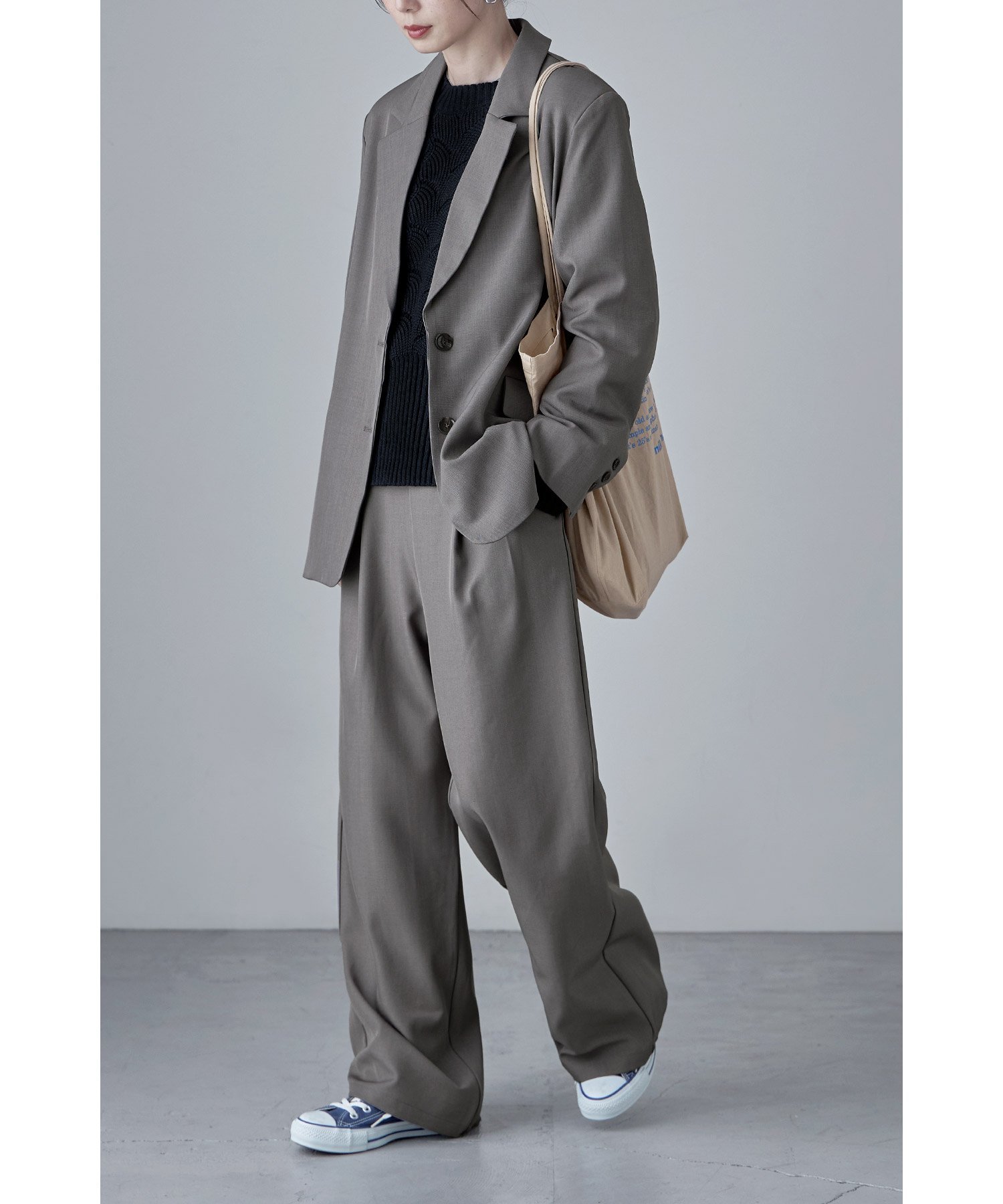 bflat｜セットアップパンツスーツ ツイルシングルテーラードジャケット