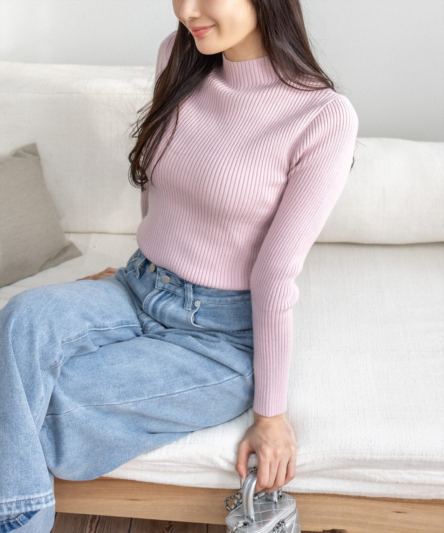 clear｜ハイゲージハイネックニットトップス［抜け感 大人 カジュアル