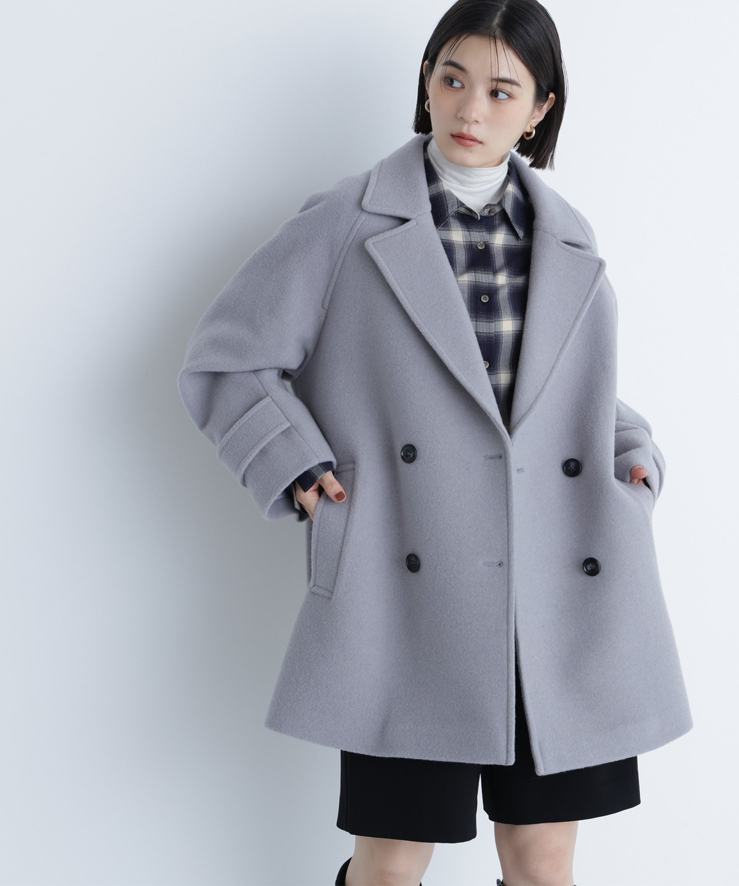 NATURAL BEAUTY BASIC｜ダブルブレストフォルムミドルコート | Rakuten