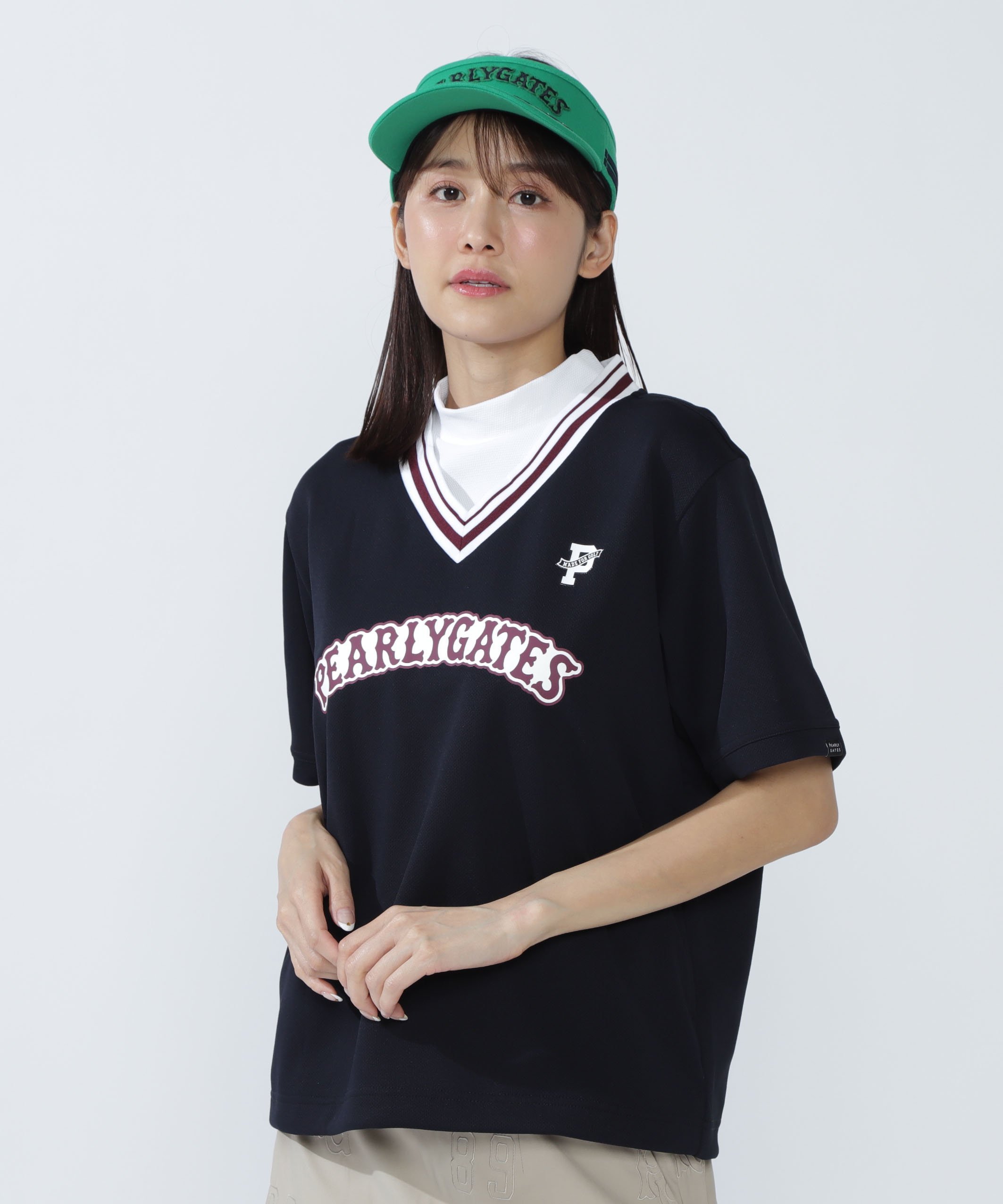 PEARLY GATES｜高通気ダブルフェイス半袖Vネックカットソー | Rakuten