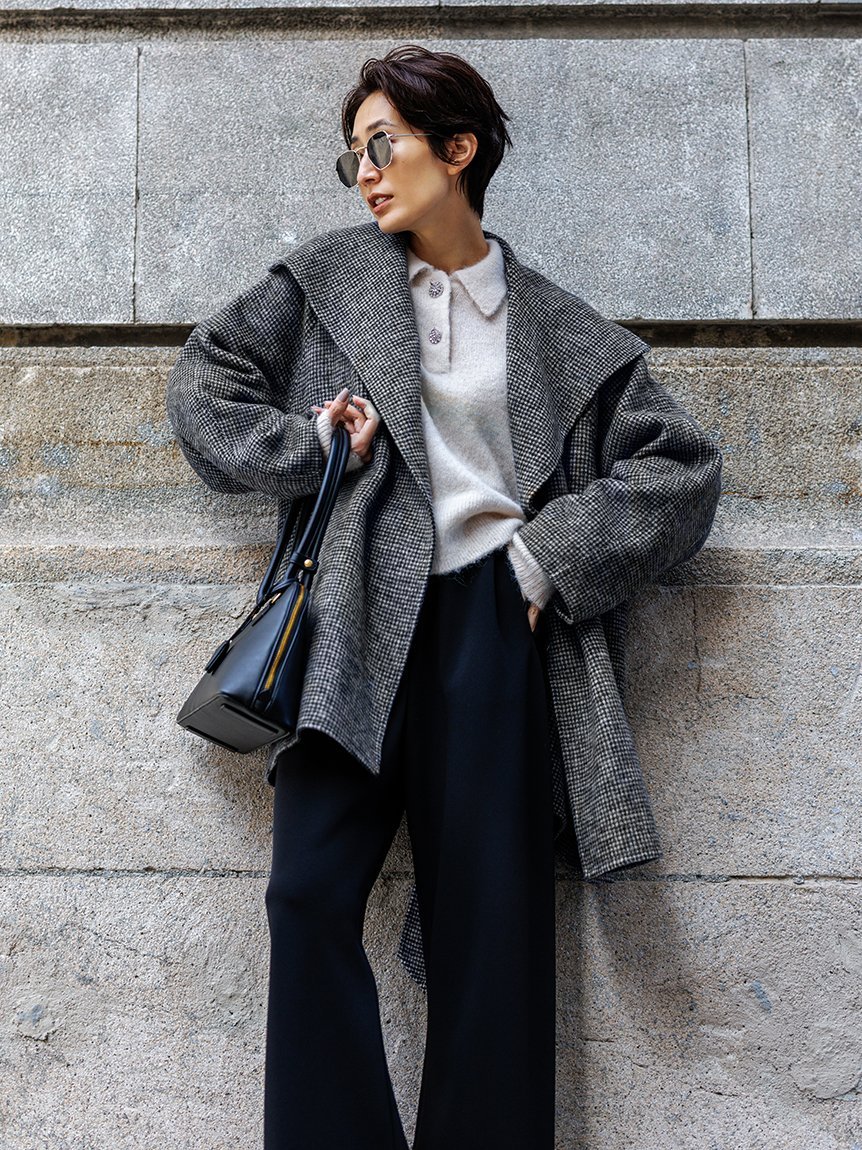 Mila Owen｜共ベルト付きビックカラーミディ丈コート | Rakuten