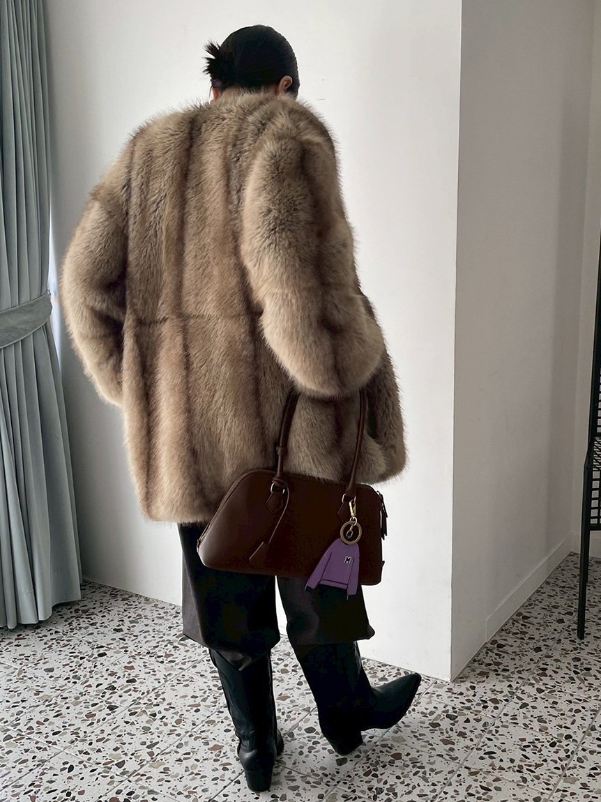 Mila Owen｜マルチマテリアルノーカラーファーコート | Rakuten