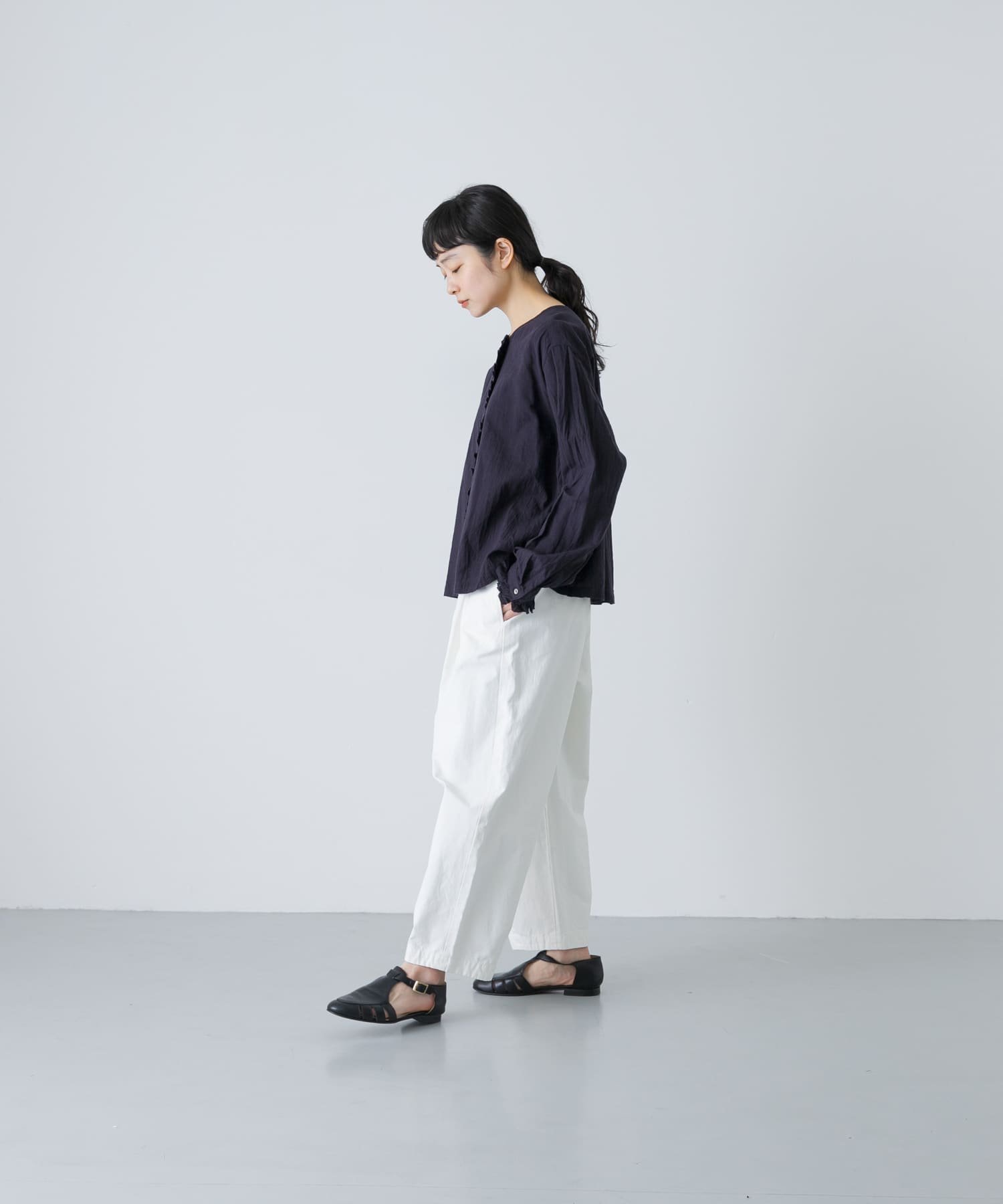 かぐれ｜コットンリネンフリルブラウス | Rakuten Fashion(楽天