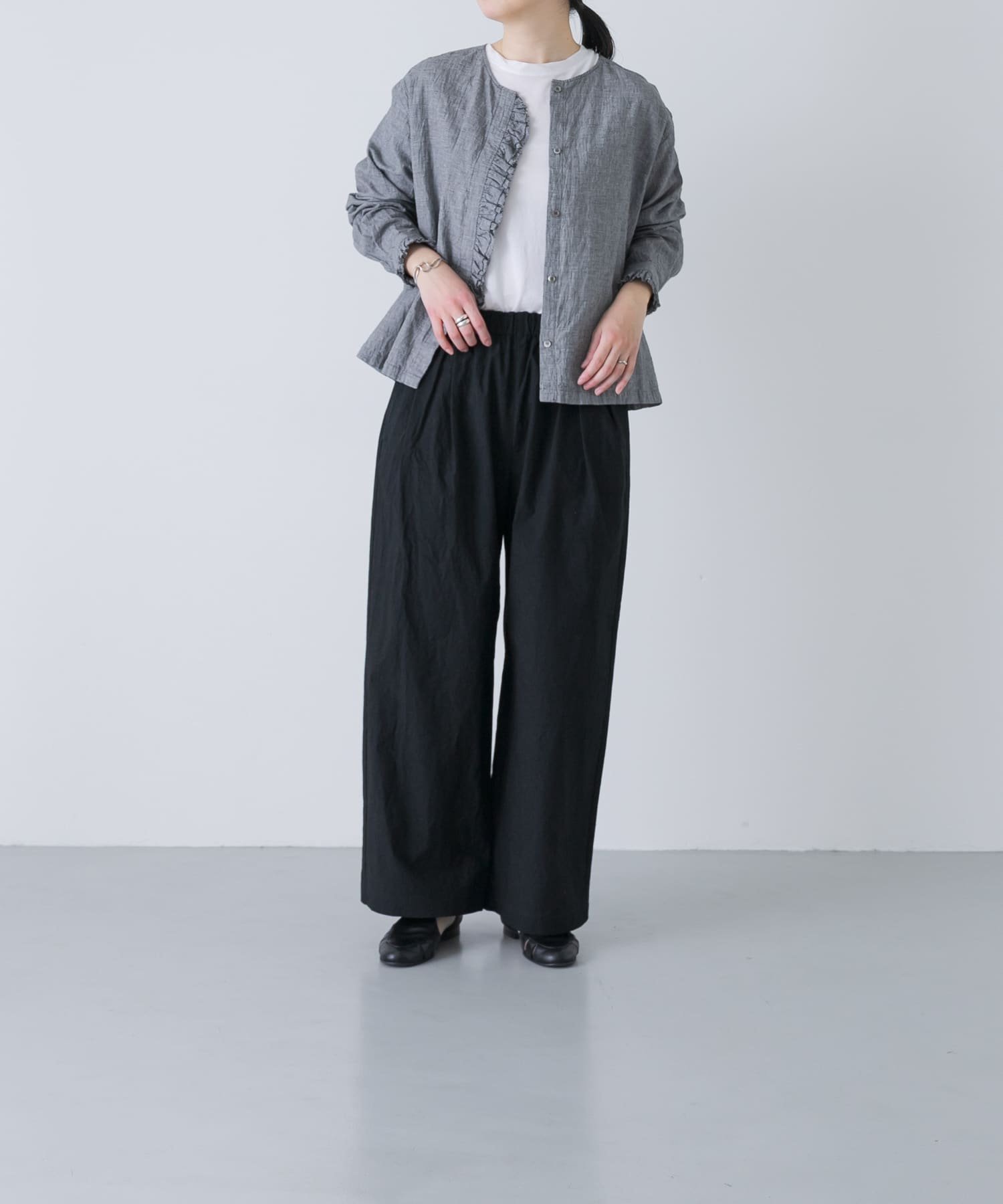 かぐれ｜コットンリネンフリルブラウス | Rakuten Fashion(楽天