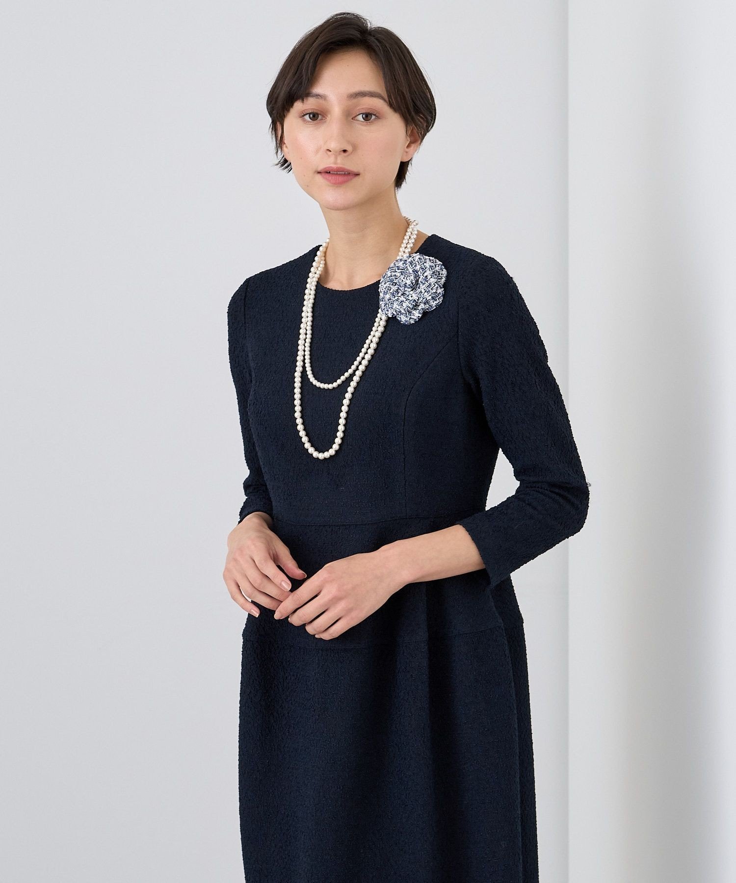 ANAYI｜【Eternal Line 2024】ツイードジャージーコクーン ワンピース