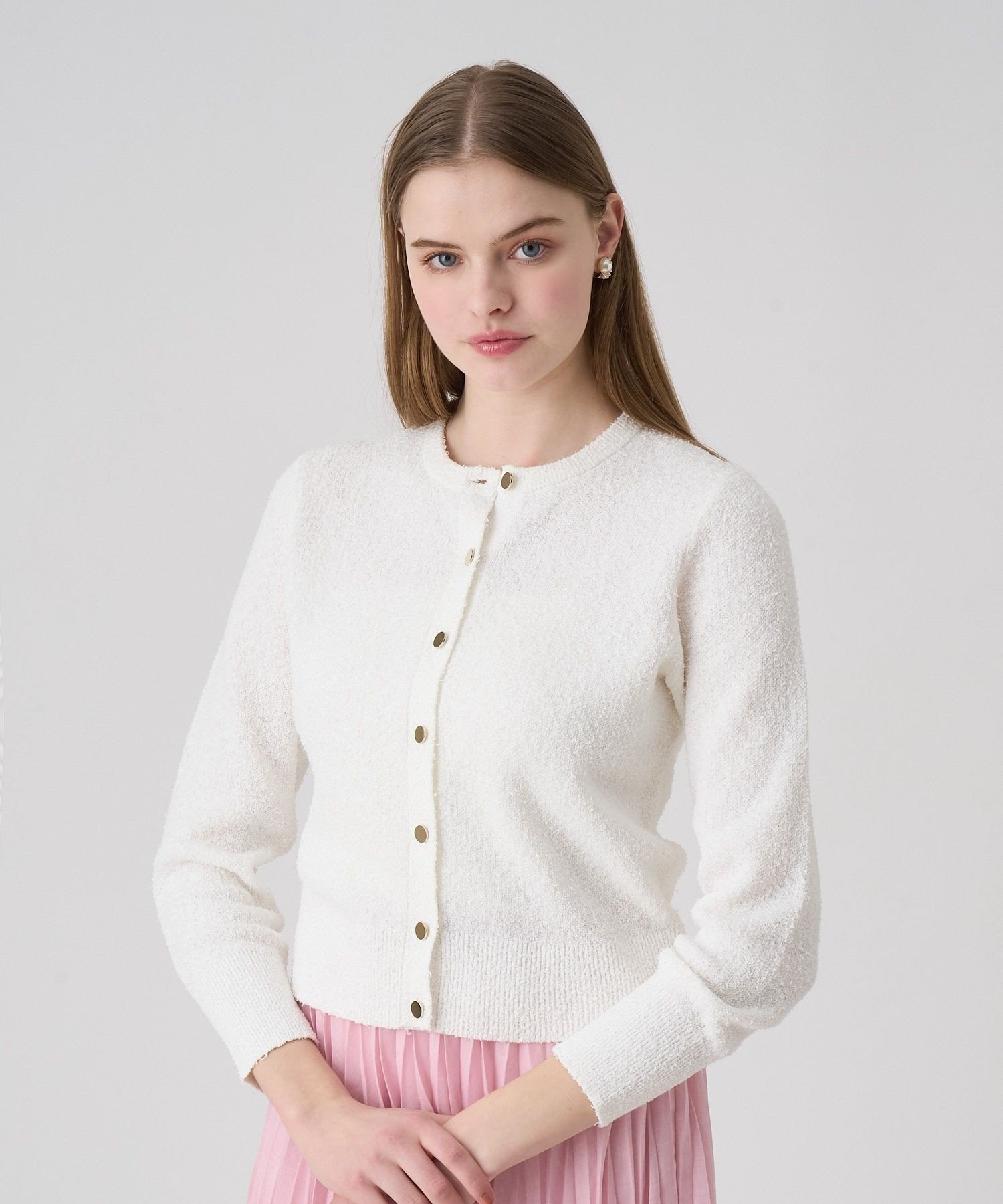 ANAYI｜ネップスムースクルーネックカーディガン | Rakuten Fashion