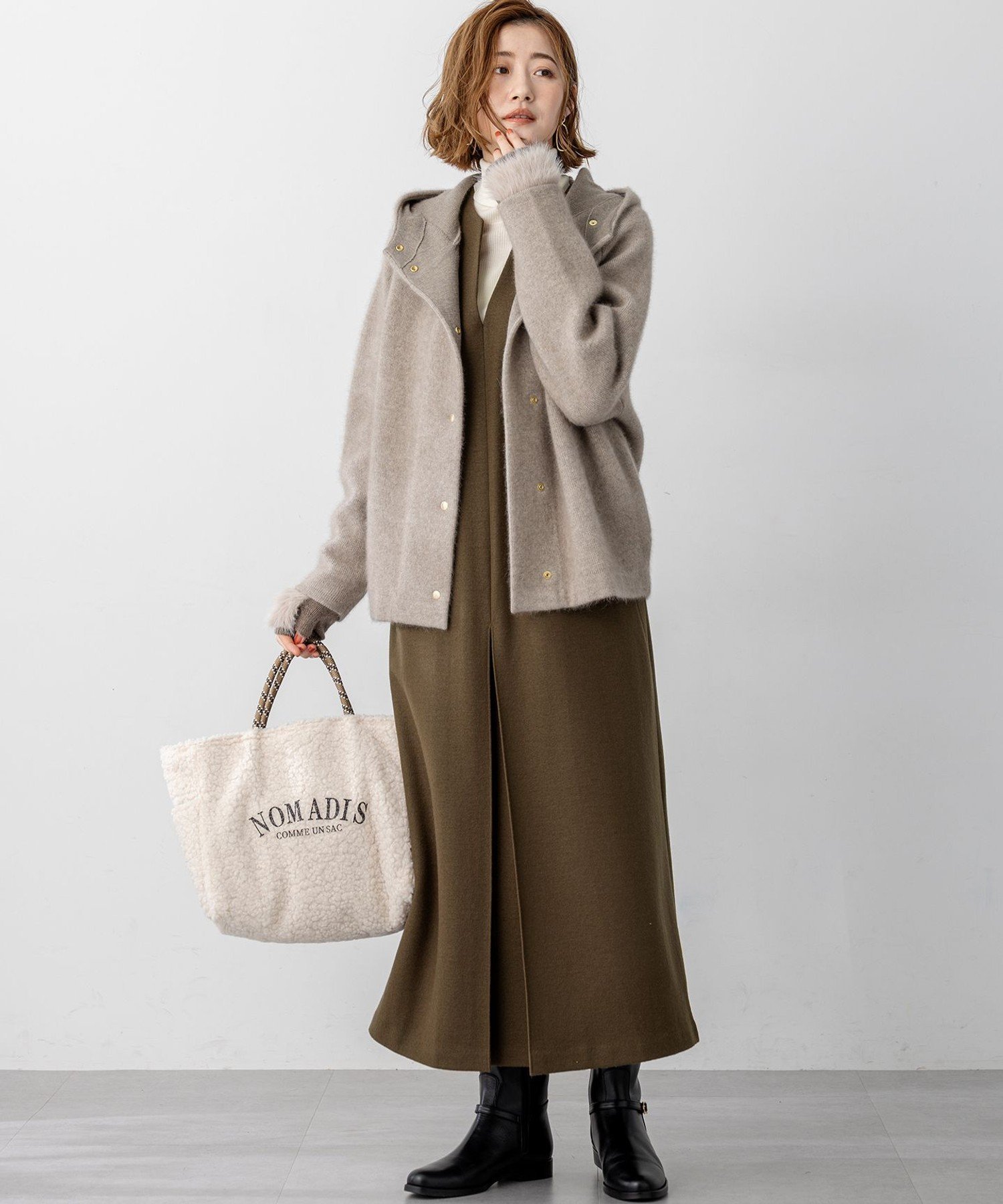 23区｜ウールミルドジャージー ボックスタック ジャンパースカート