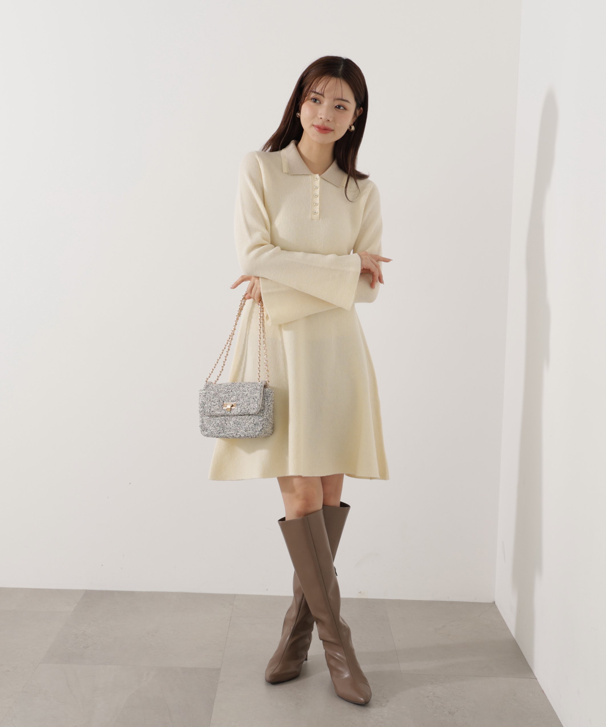 PROPORTION BODY DRESSING｜《EDIT COLOGNE》ポロミニニットワンピース