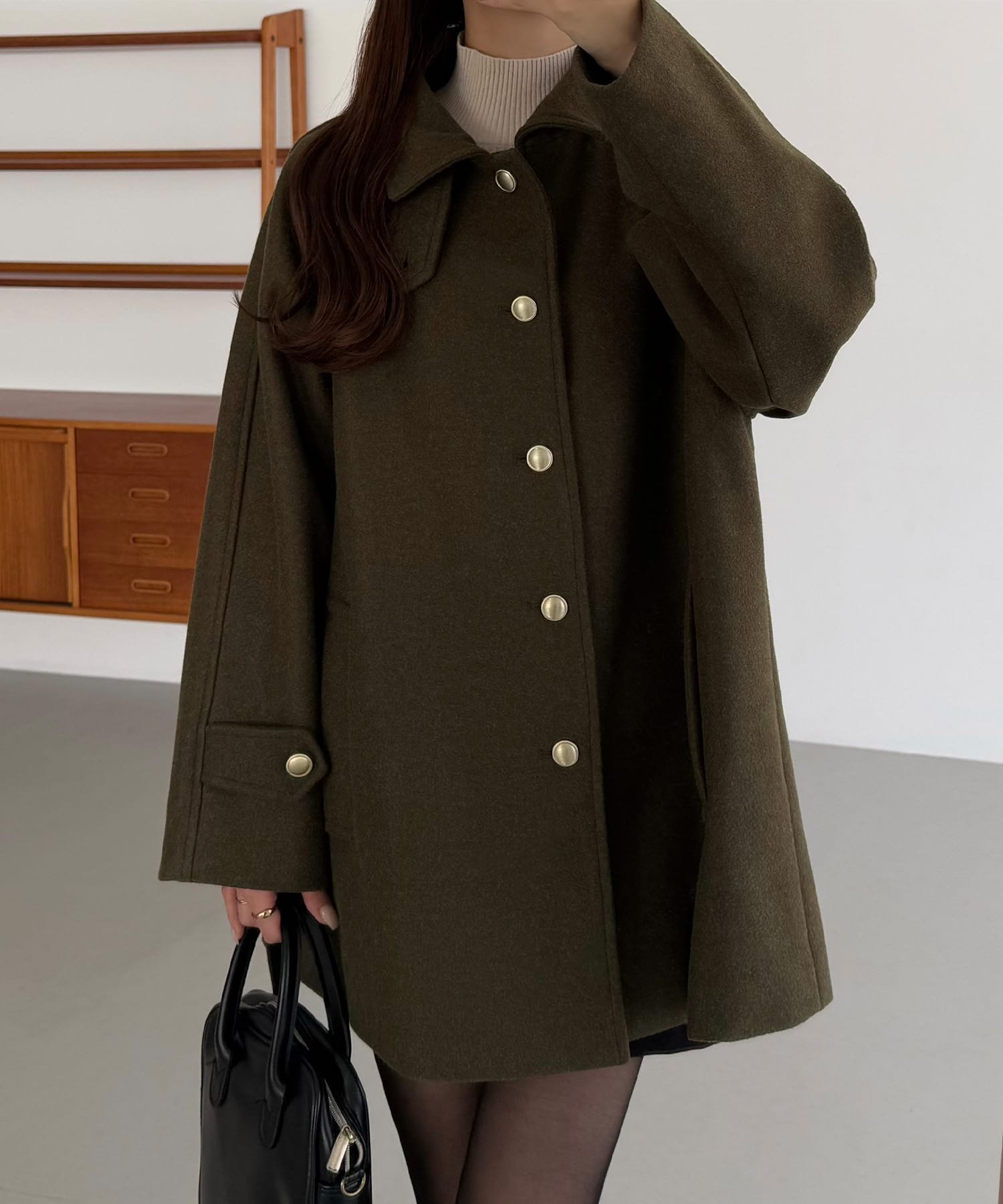 JUNOAH｜callautia ゴールドボタンミドルコート | Rakuten Fashion