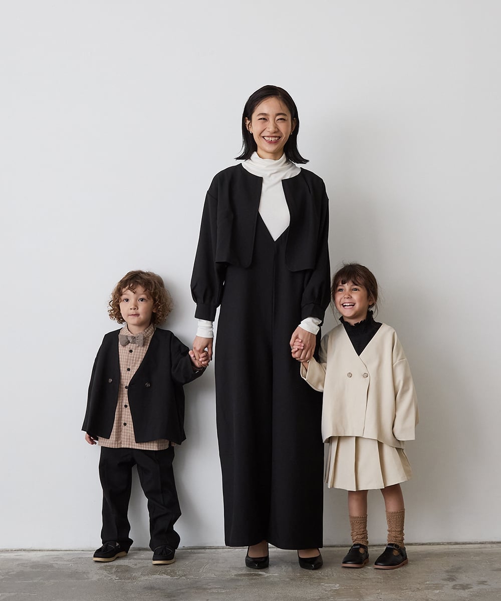 riziere｜ノーカラージャケットセットアップ(裏地ストライプ