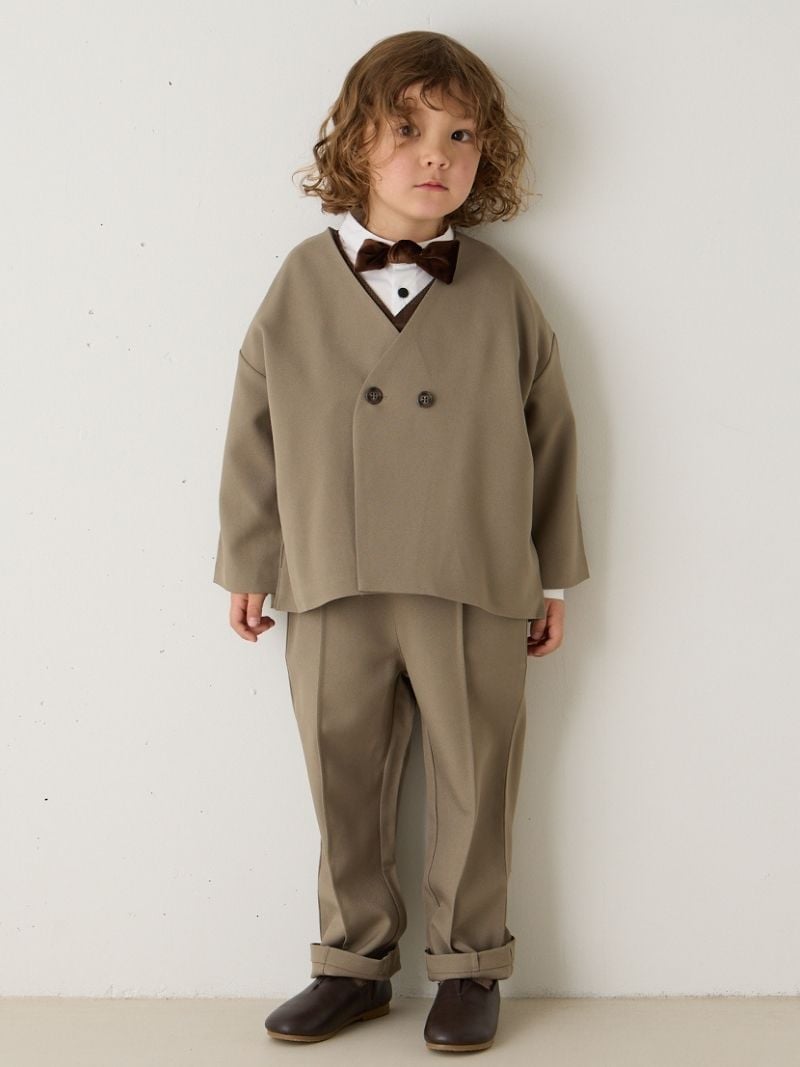 riziere｜ノーカラージャケットセットアップ(裏地ストライプ