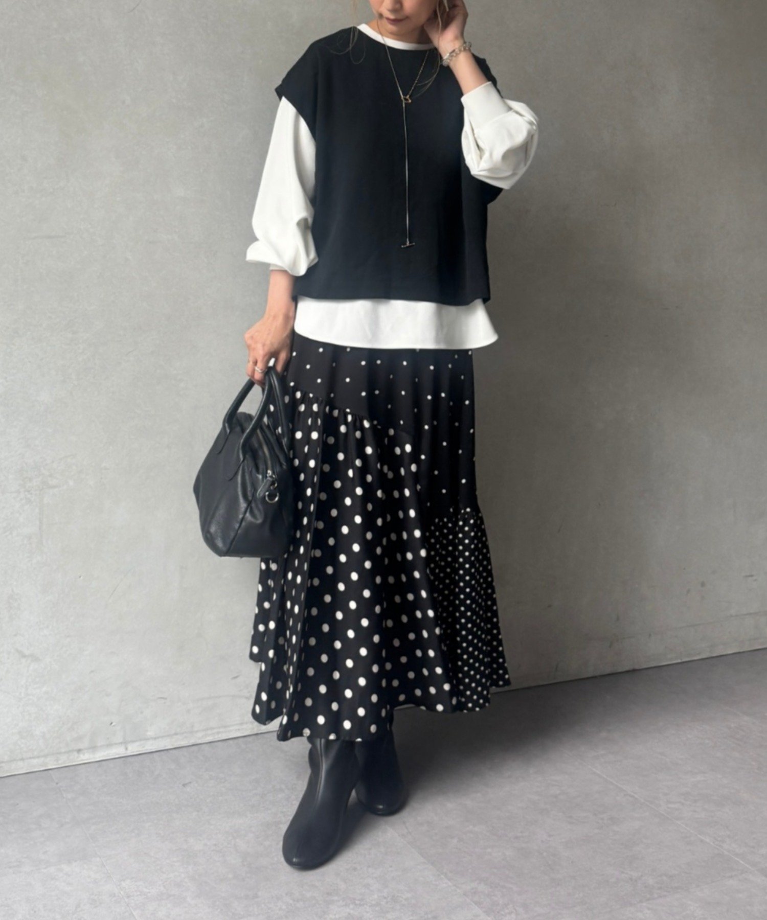 BEARDSLEY｜ドットパッチワークロングスカート | Rakuten Fashion(楽天