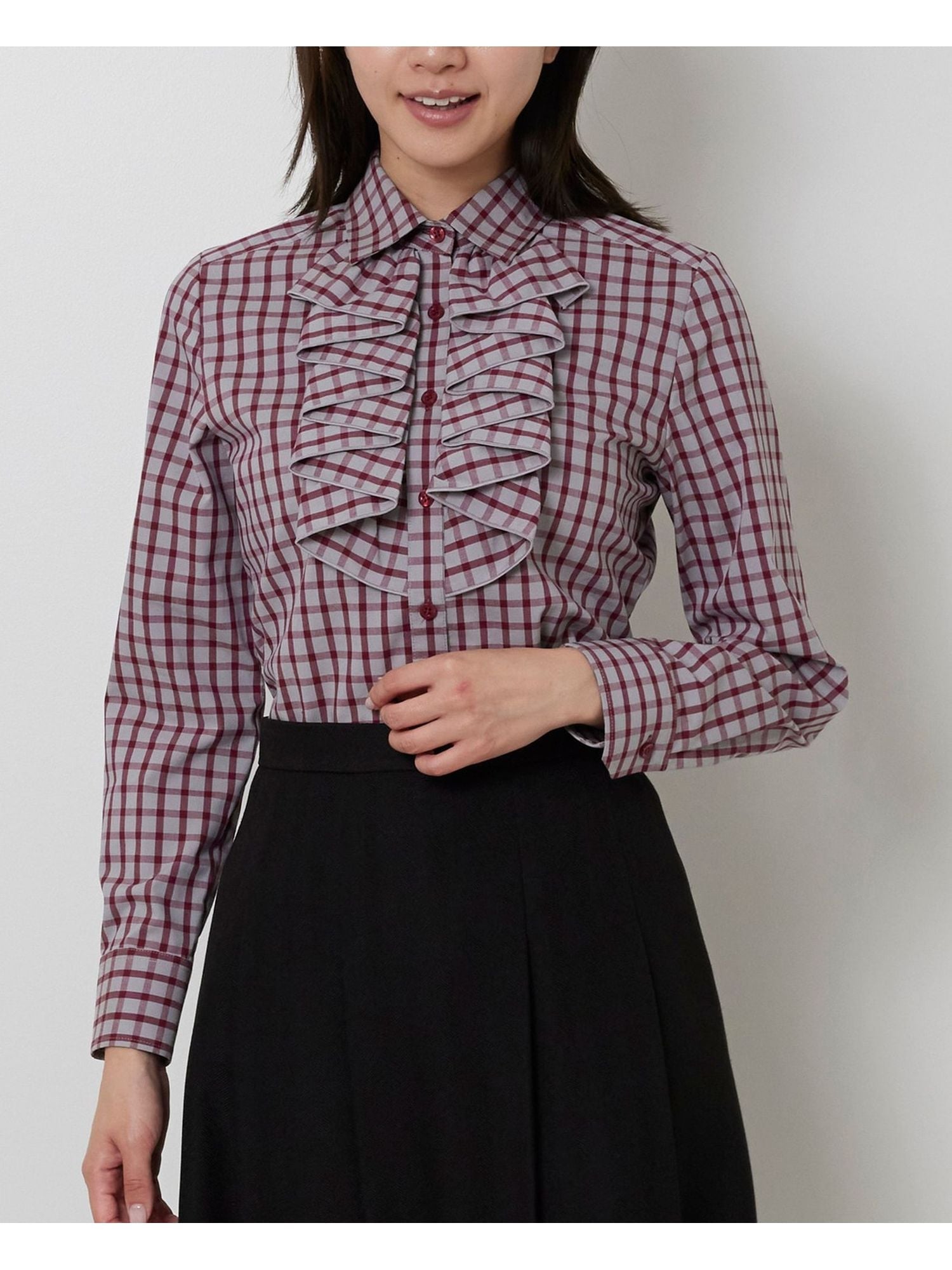 NARACAMICIE｜チェックフリル長袖シャツ | Rakuten Fashion(楽天