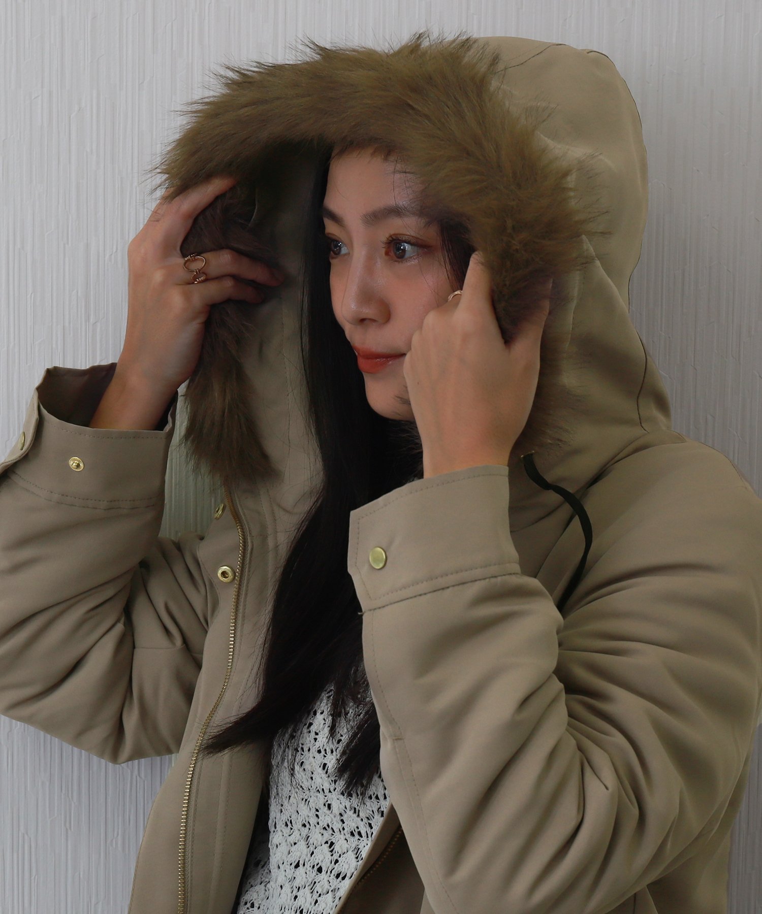 libelle more｜【撥水加工付】裏ボアフードモッズコート | Rakuten