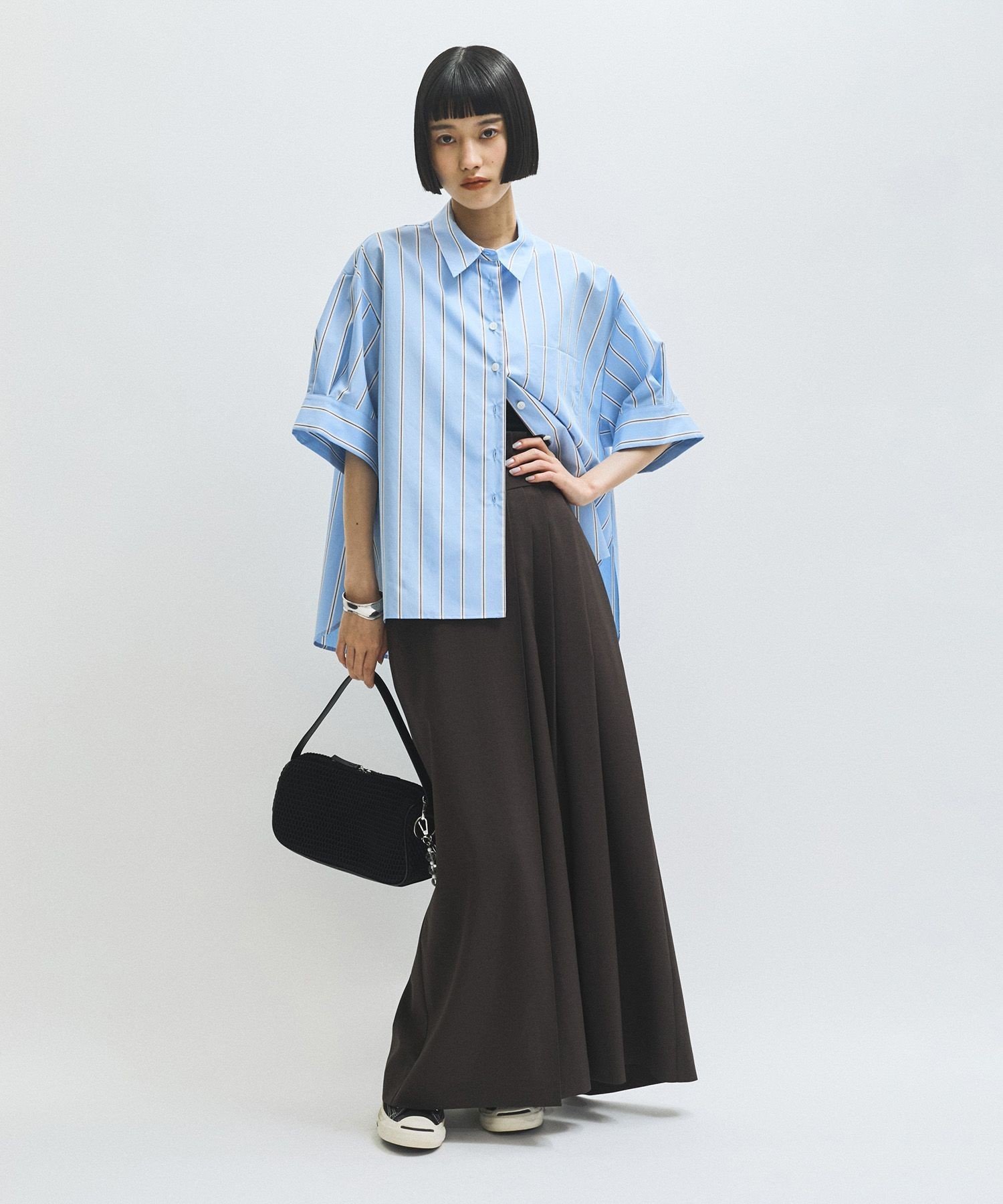 ADAM ET ROPE'｜【サステナブル】バウンスカフステントラインシャツ