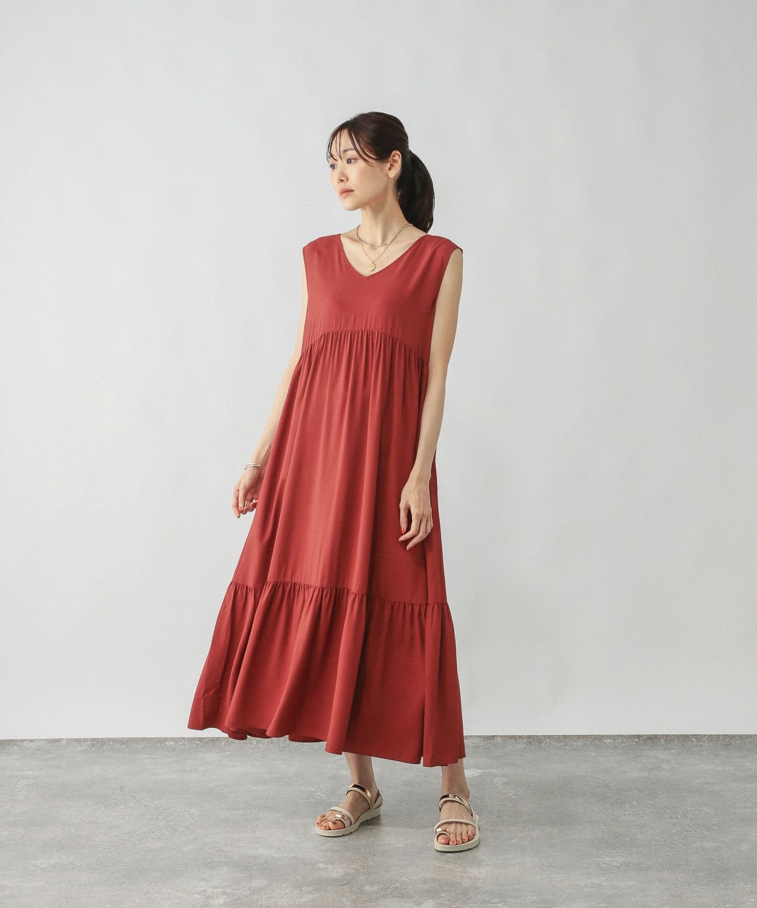 GLOBAL WORK｜さらさらリラックスノースリーブワンピース/575224