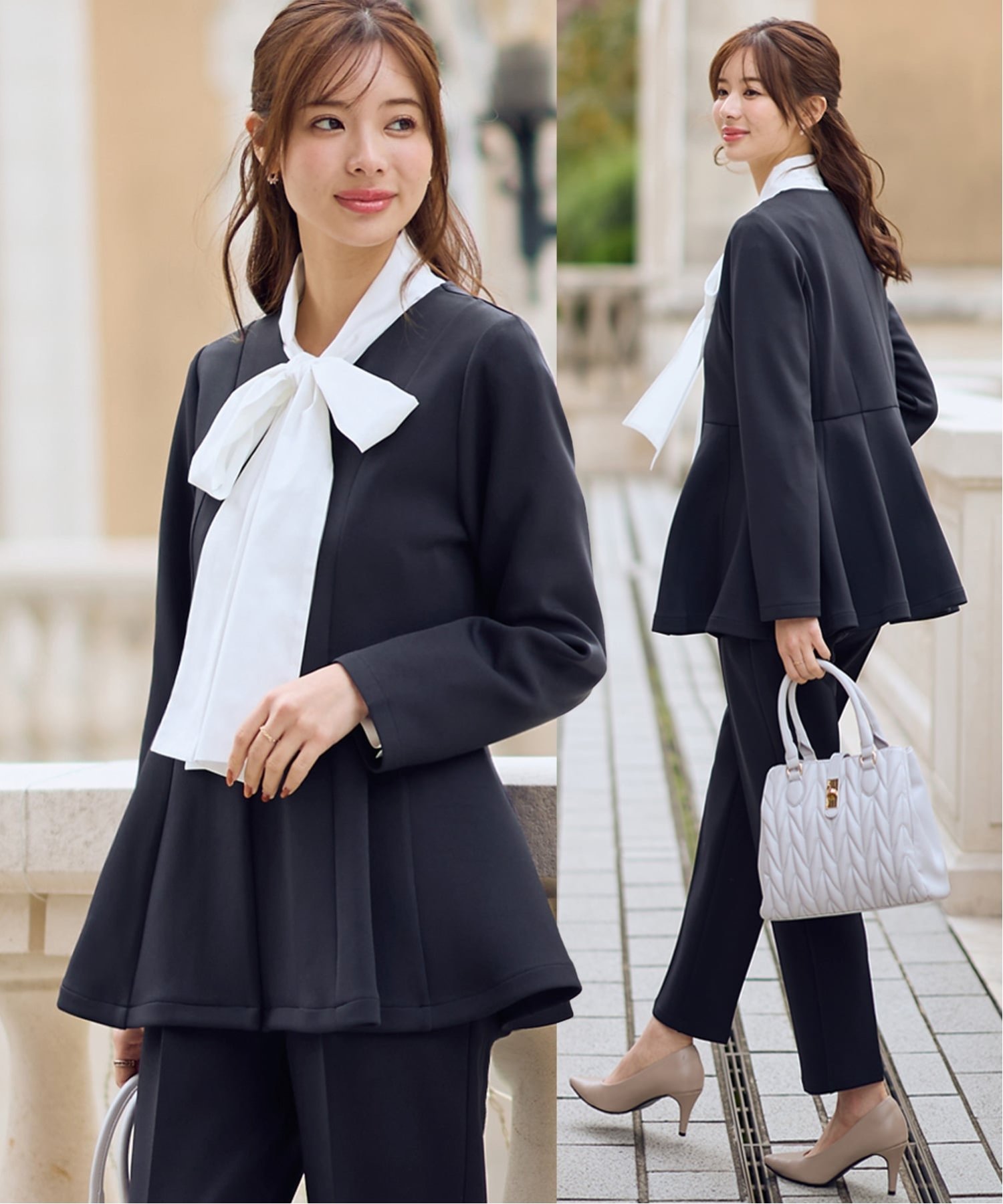 GeeRA｜【2点セット】ペプラムジャケットテーパードパンツセットアップ