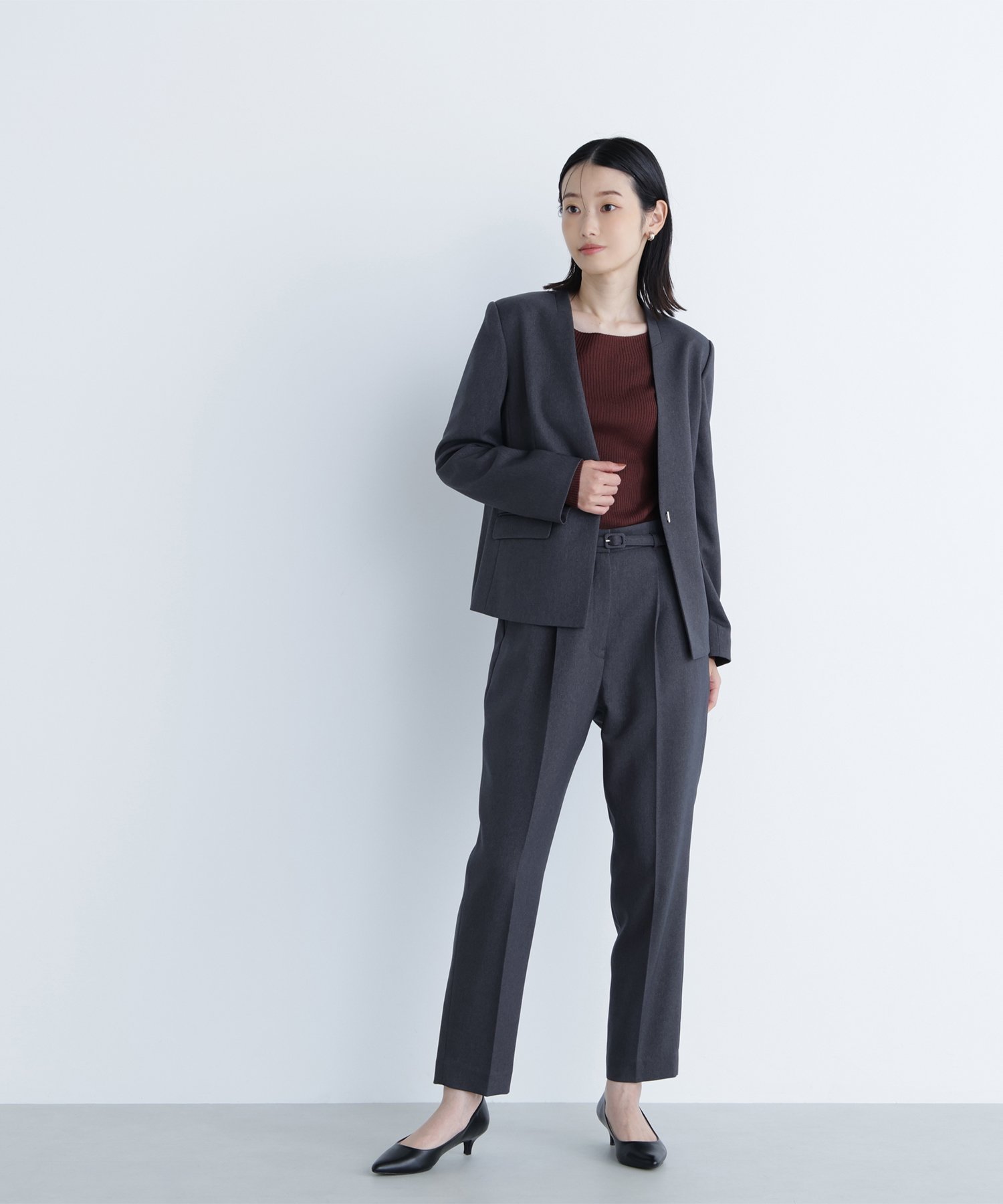 NATURAL BEAUTY BASIC｜ウーステッドライクツイル SETUP ノーカラー