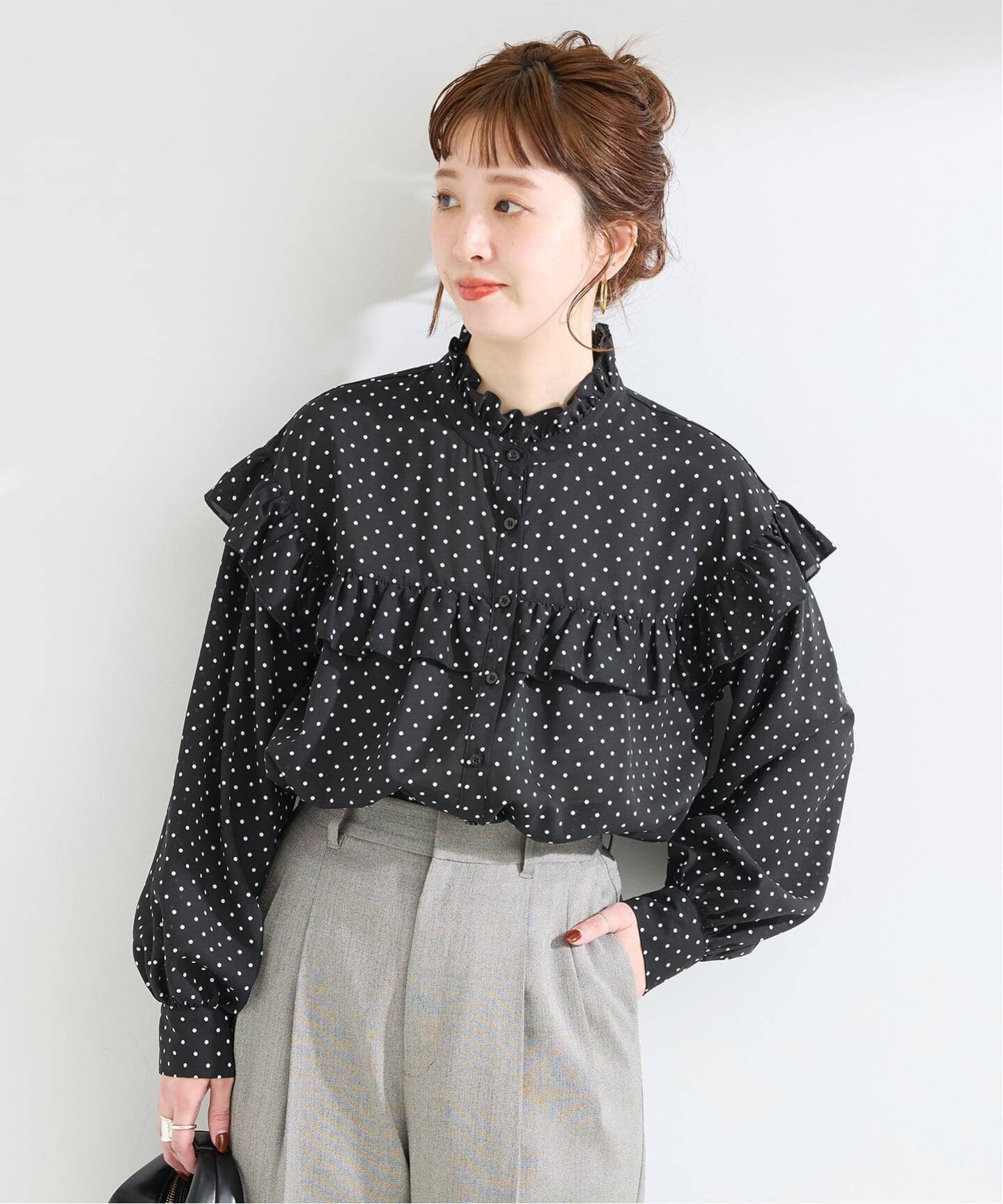 楽天市場】フリル ドット ブラウスの通販