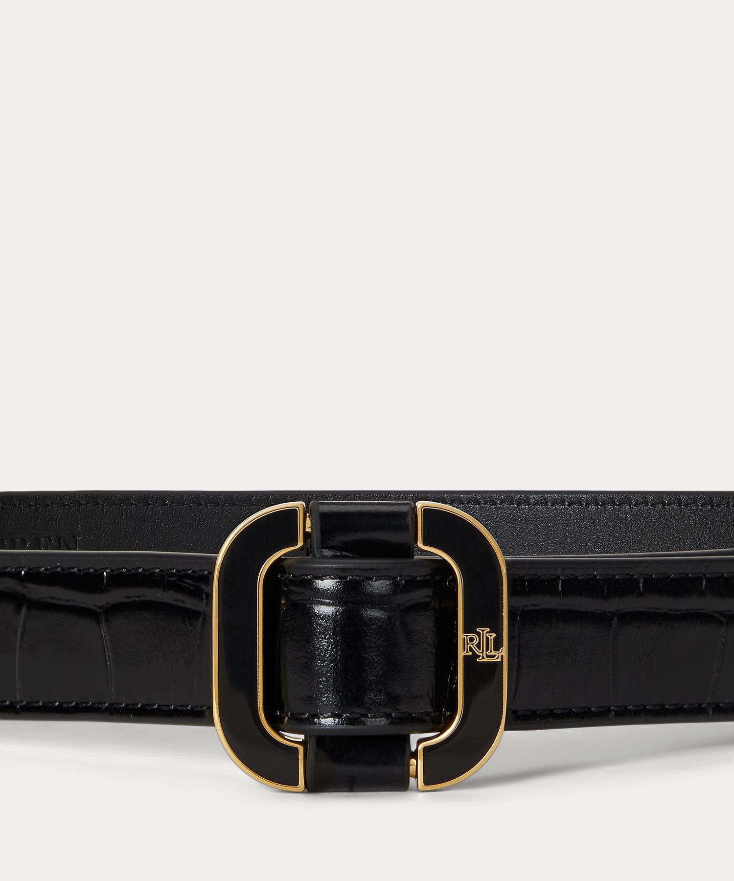 RALPH LAUREN｜スライドバックル クロコエンボスド レザー ベルト