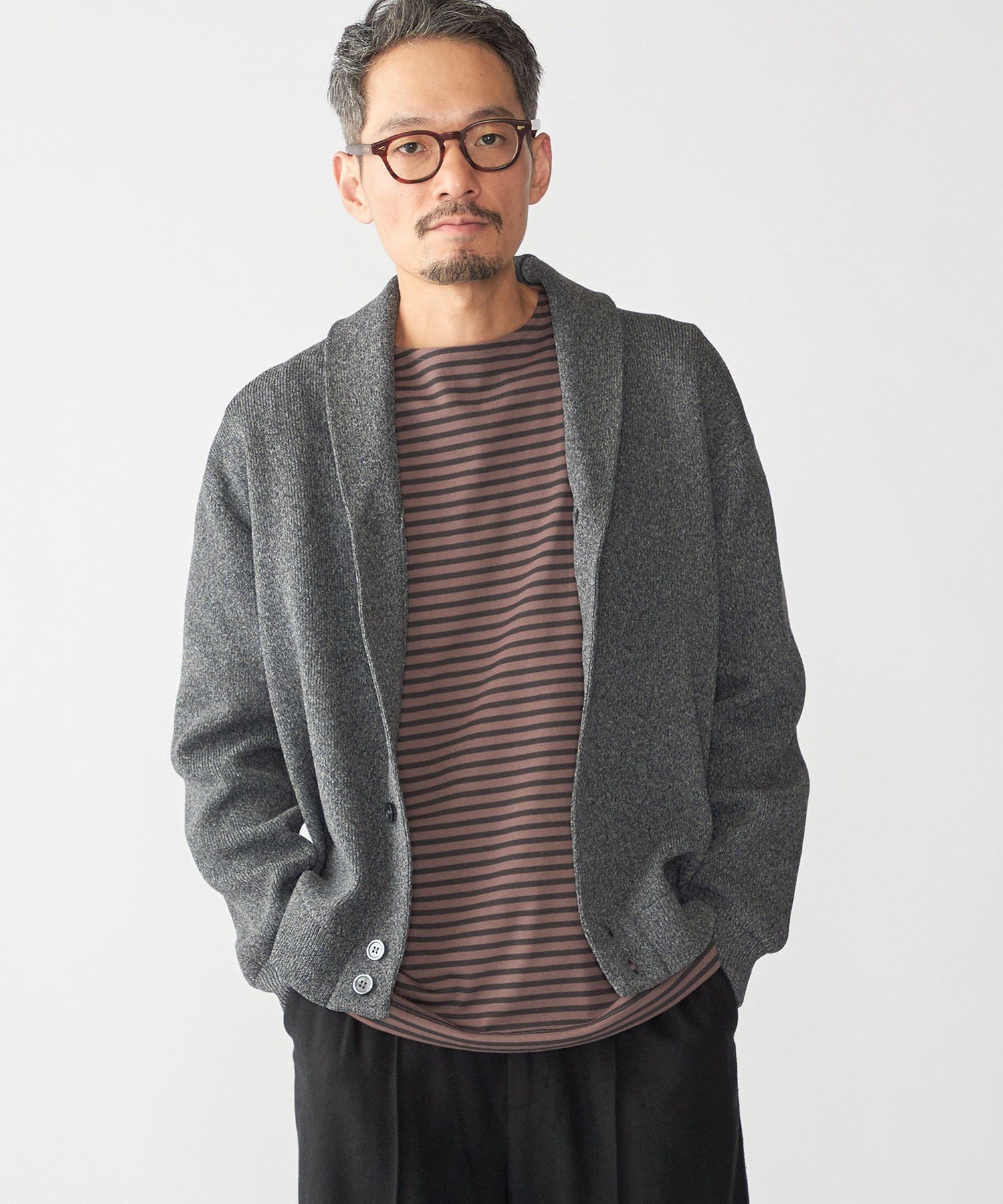 カーディガンチャコールまり様 予約]ホックディティール襟付きニットカーディガン/チャコール – Lumier