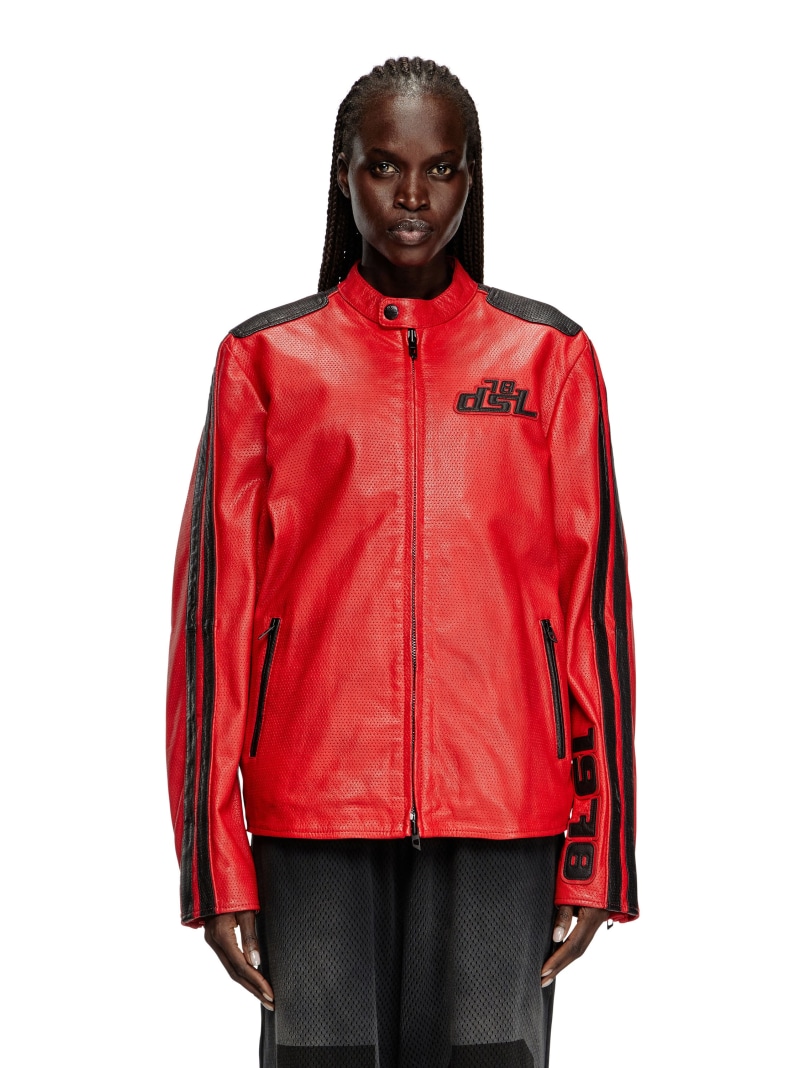 ディーゼル 羊革 ラムレザー レッドライニング バイカース シングル