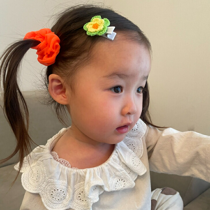 楽天市場】【 ベビー ヘアクリップ 】ニットフラワー 3.5cm 滑り止め付