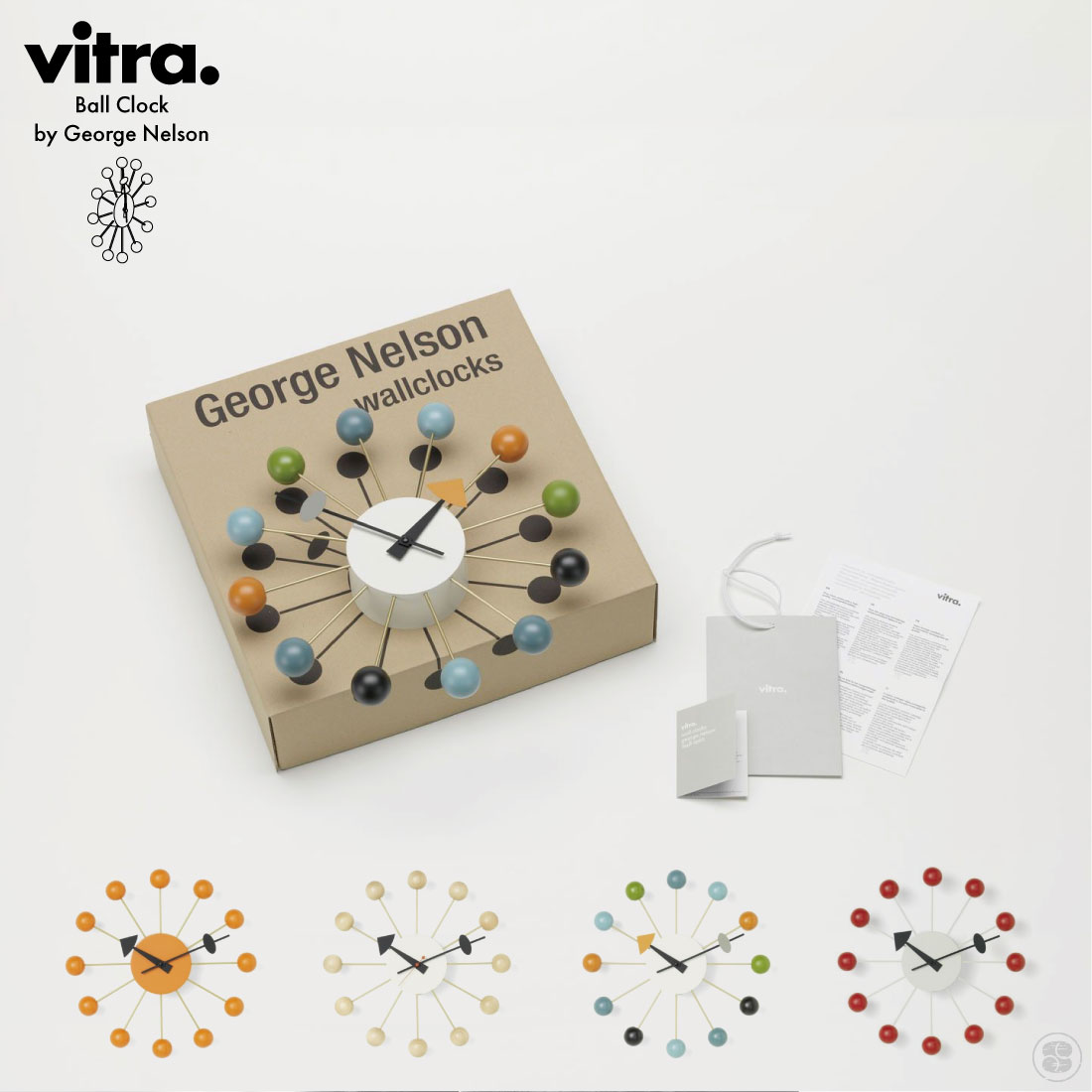 楽天市場】【掛けフックプレゼント】Vitra Ball Clock George Nelson